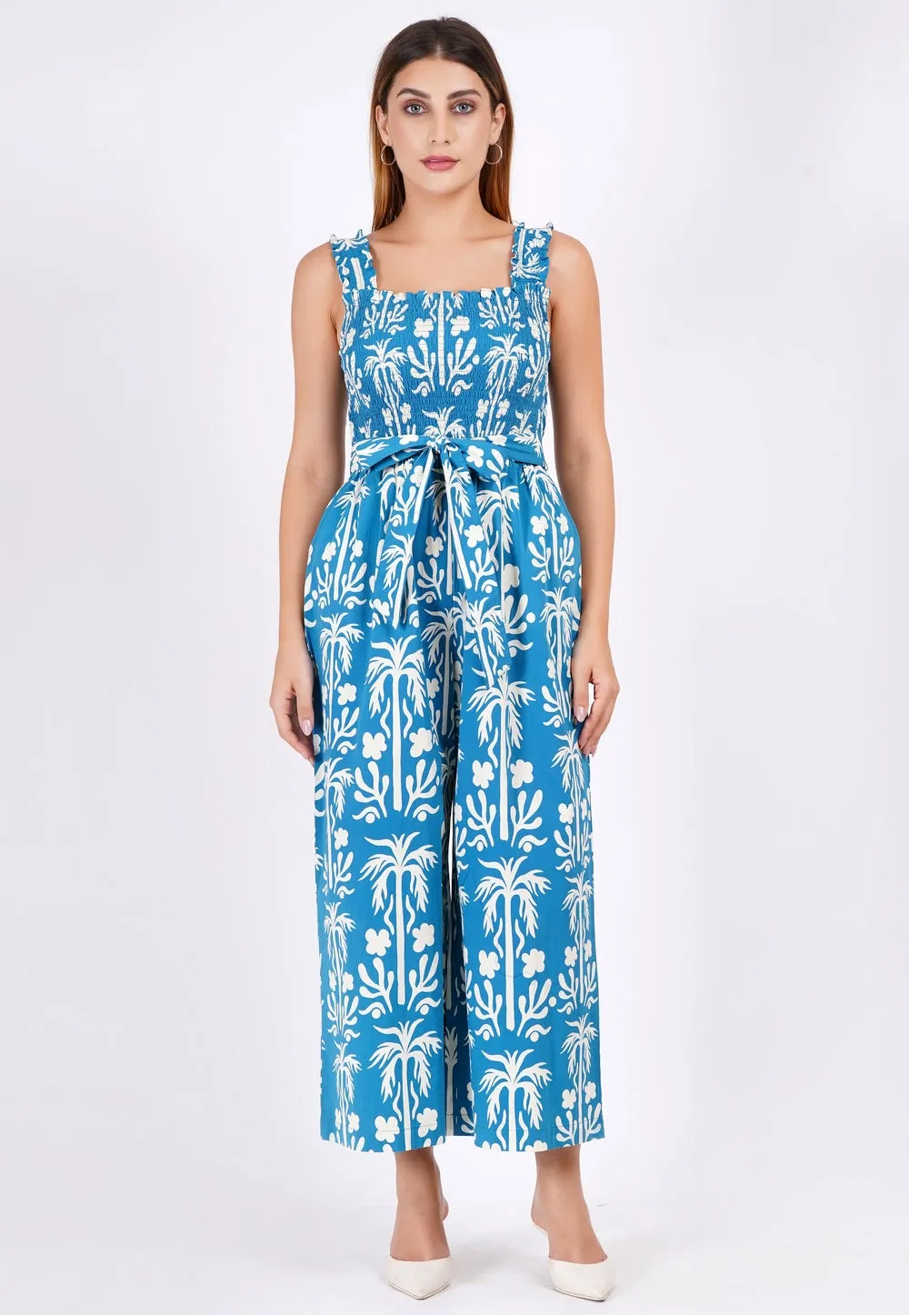 Janet Cropped Jumpsuit Palm Fields Mykonos Blue sold by Leota product image thumbnail 2