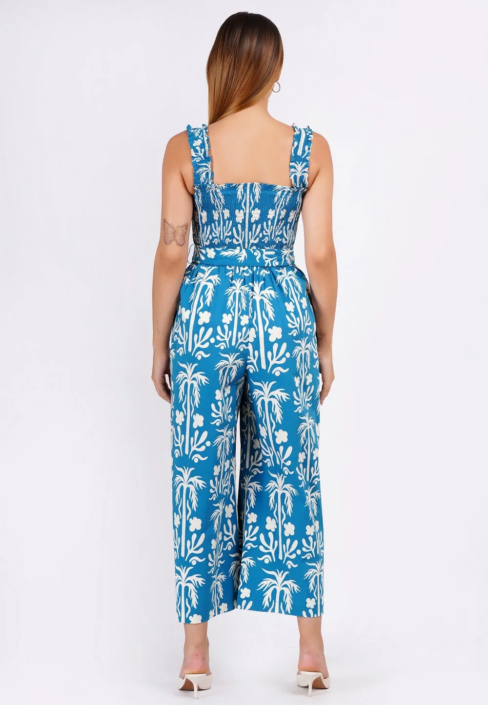 Janet Cropped Jumpsuit Palm Fields Mykonos Blue sold by Leota product image thumbnail 3