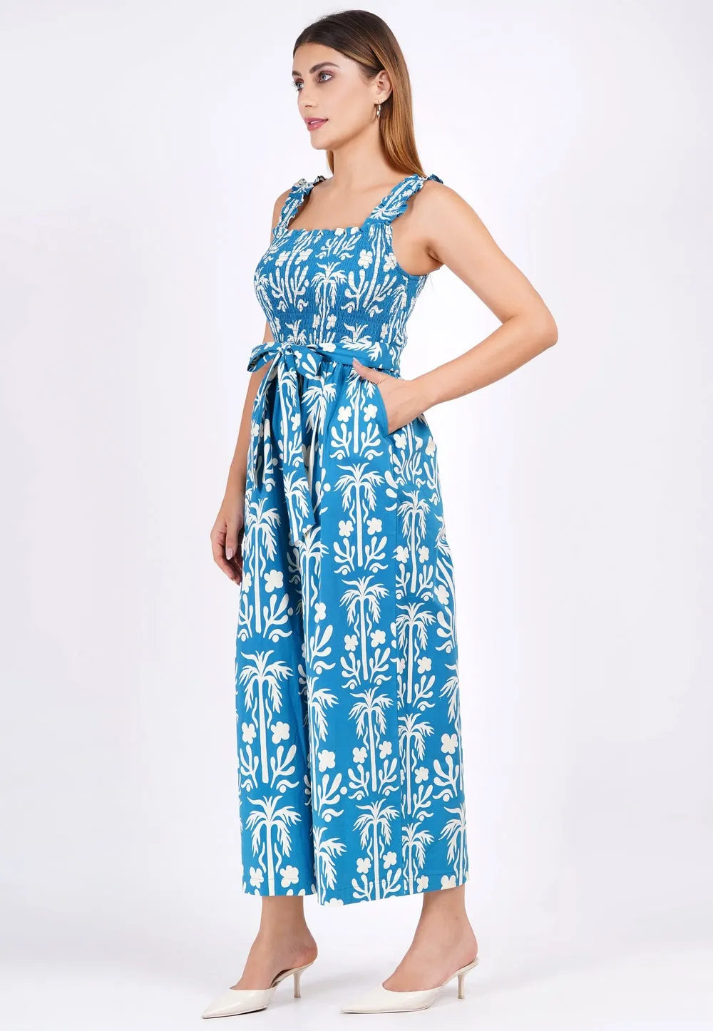 Janet Cropped Jumpsuit Palm Fields Mykonos Blue sold by Leota product image thumbnail 5