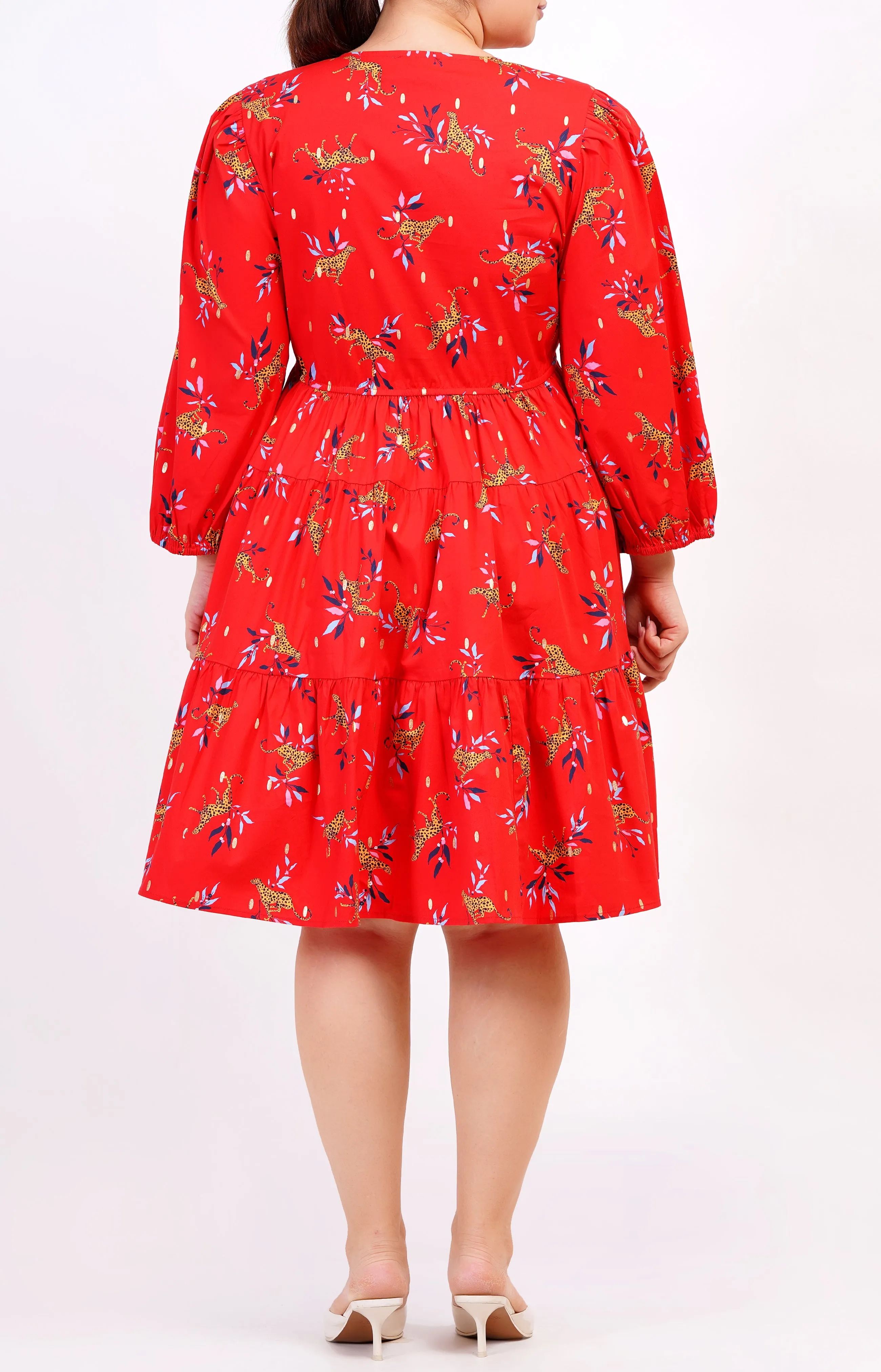 Zariah Empire Waist Mini Dress Lucky Cheetah Poppy Red sold by Leota product image thumbnail 2