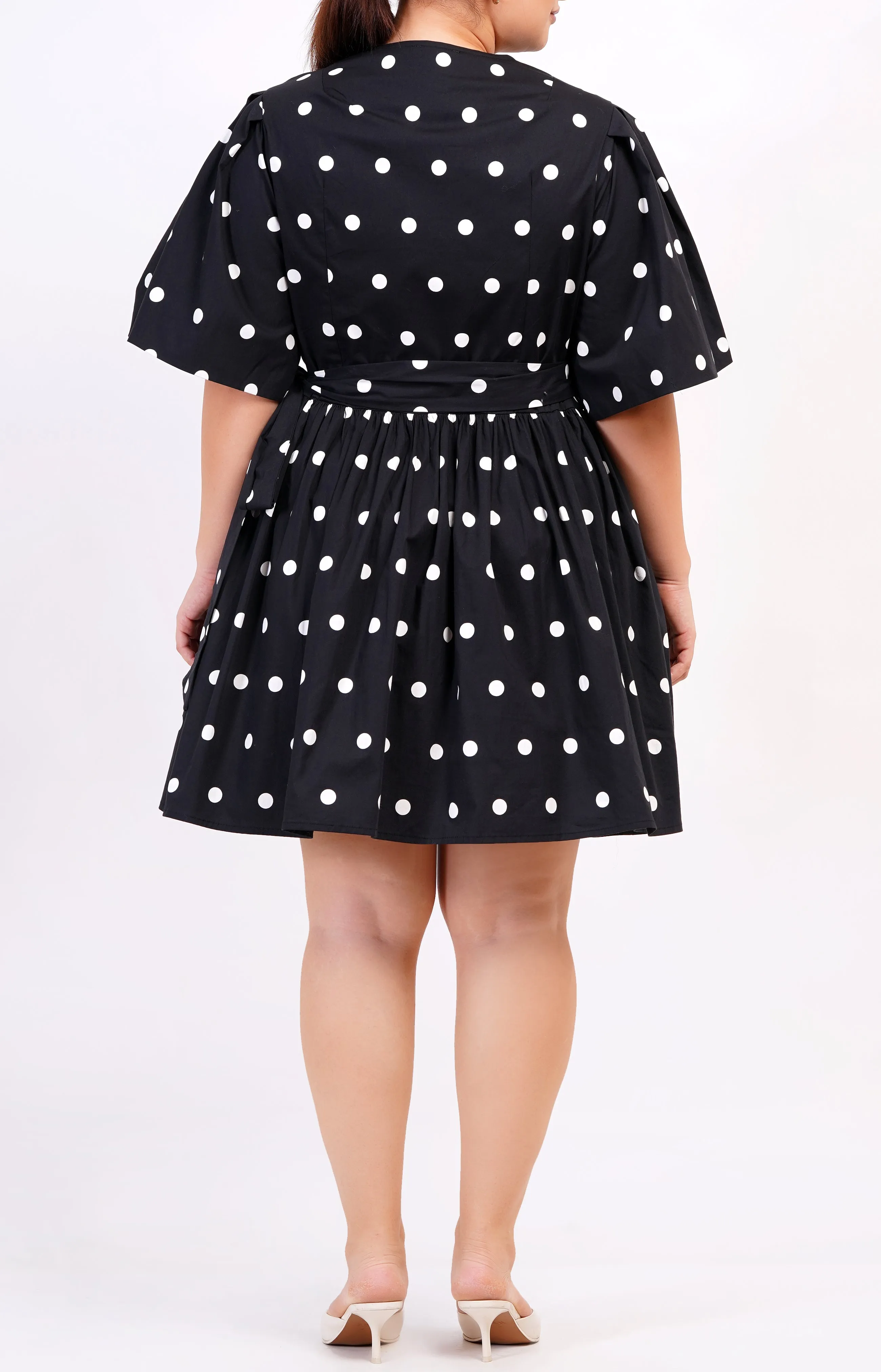 Alena Mini Wrap Dress Small Polka Black White sold by Leota product image thumbnail 2