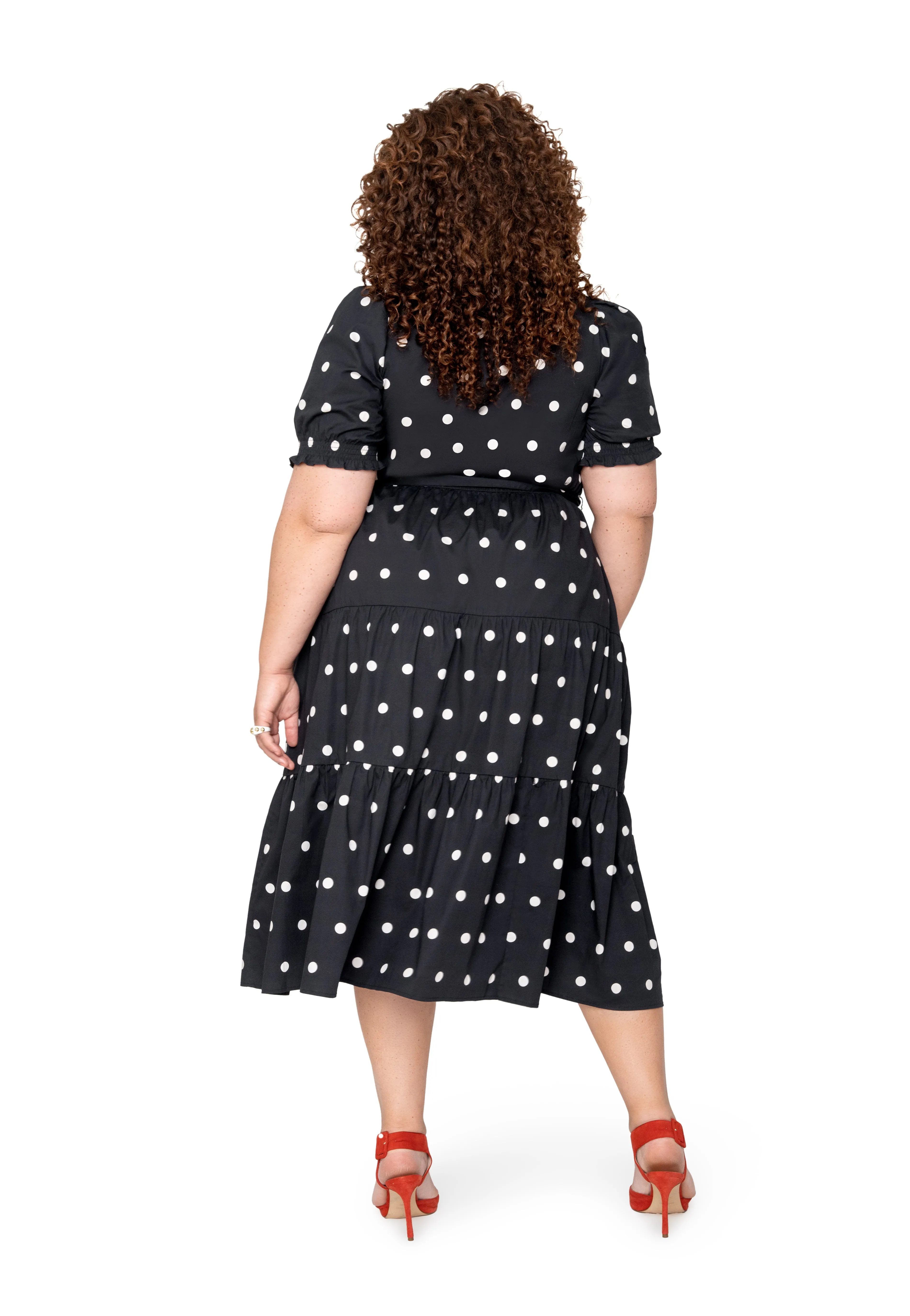 Octavia Puff Sleeve Shirt Dress Small Polka Black White sold by Leota product image thumbnail 4