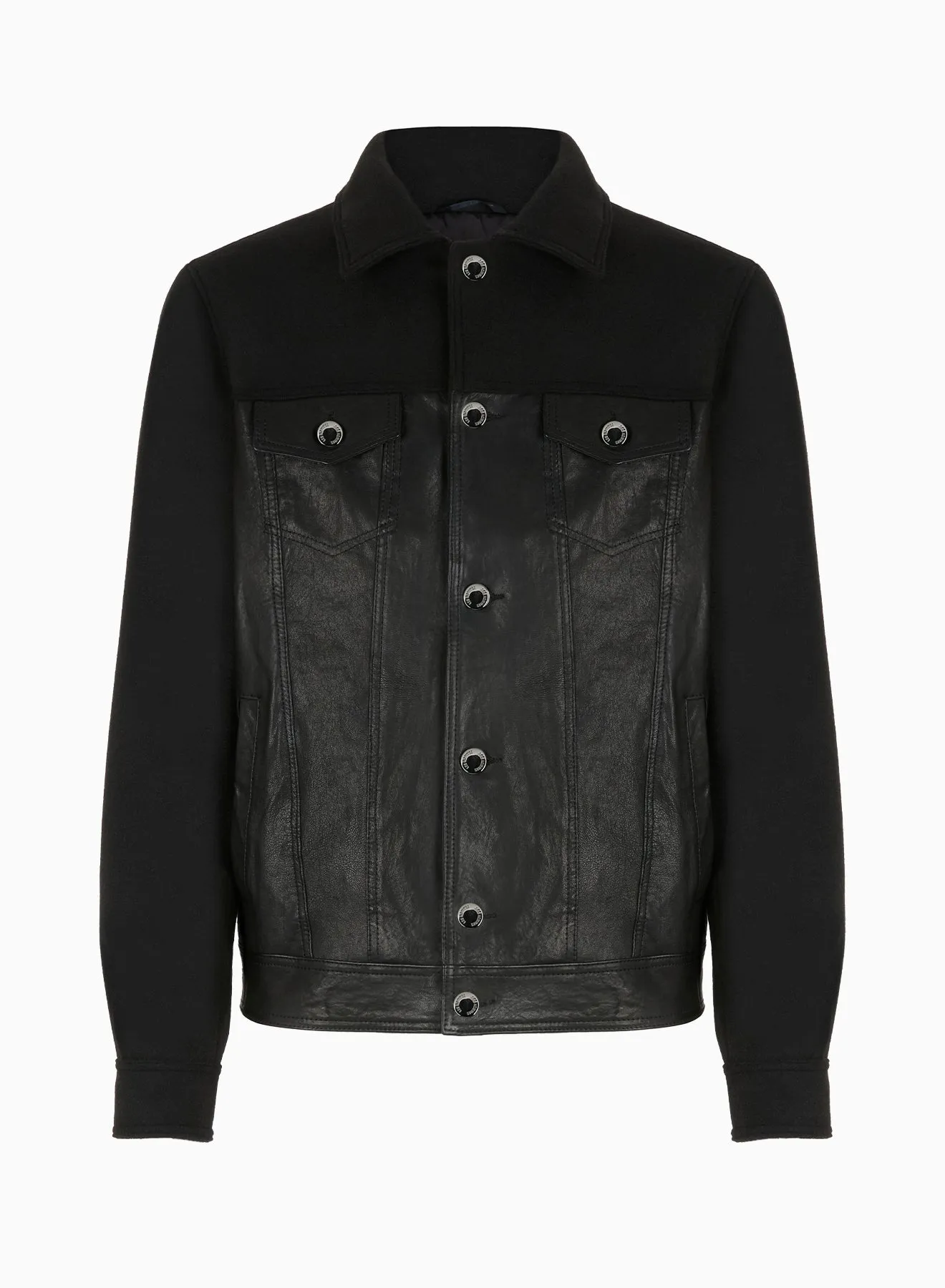 COWBOY JACKET WOVEN AND LEATHER sold by Les Hommes