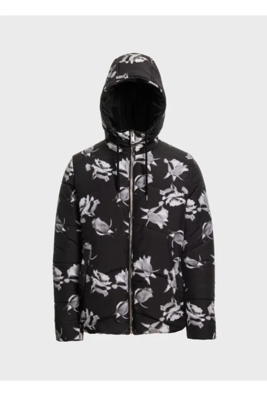 Puffy jacket roses print sold by Les Hommes