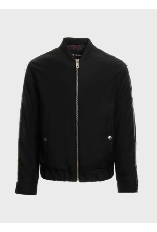 Cordura bomber with zip details shiny foil nylon sold by Les Hommes