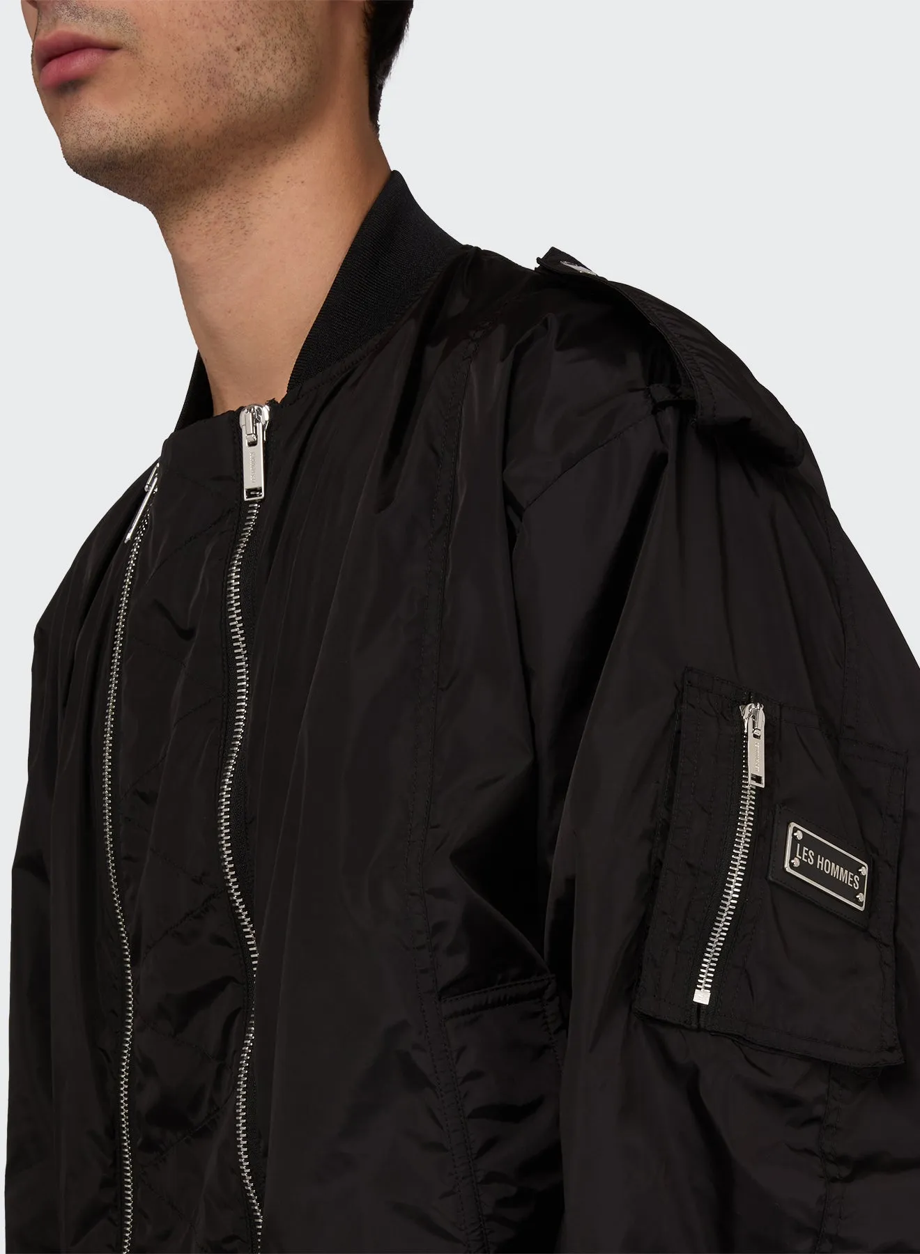 BOMBER WITH DOUBLE FRONT ZIPS AND SIDE POCKETS sold by Les Hommes product image thumbnail 4