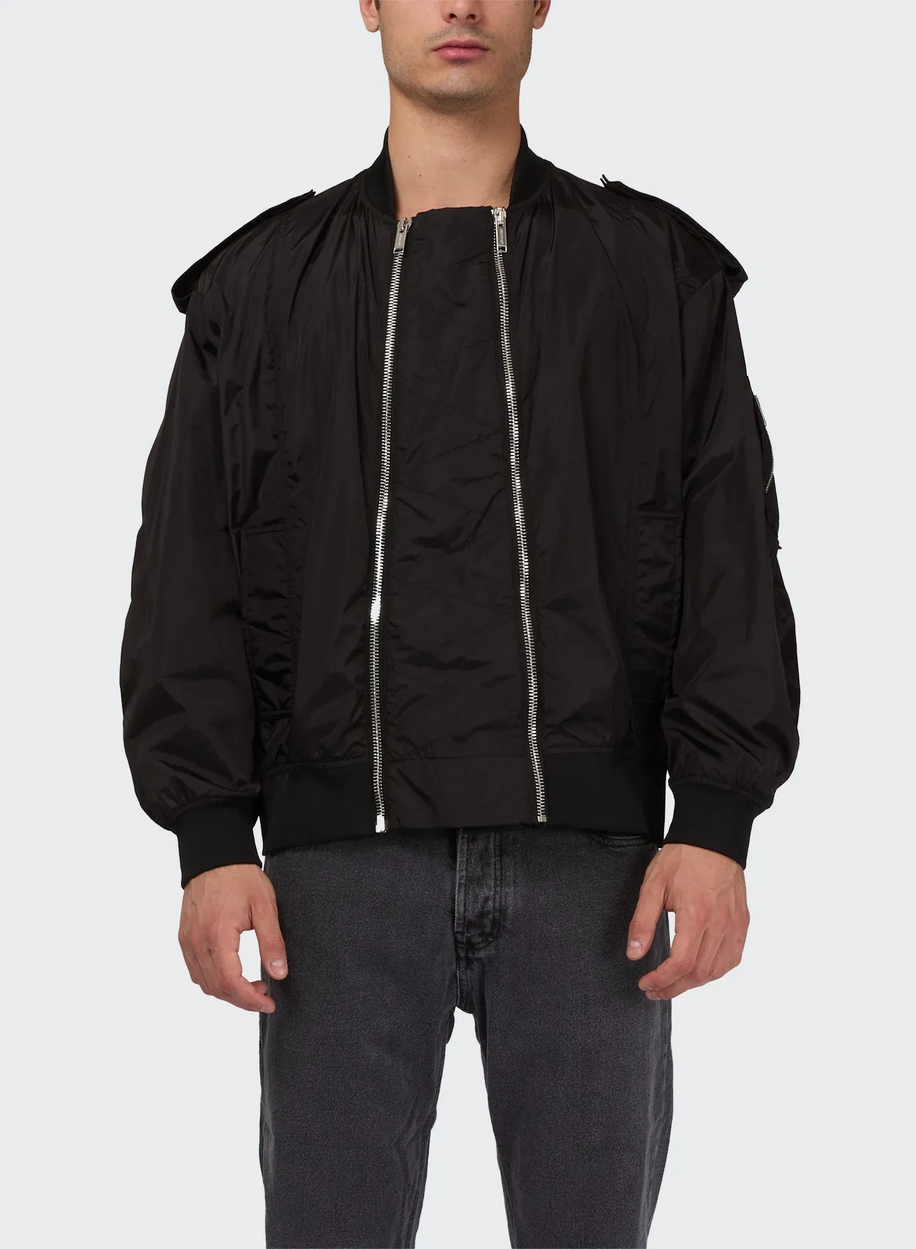 BOMBER WITH DOUBLE FRONT ZIPS AND SIDE POCKETS sold by Les Hommes product image thumbnail 2