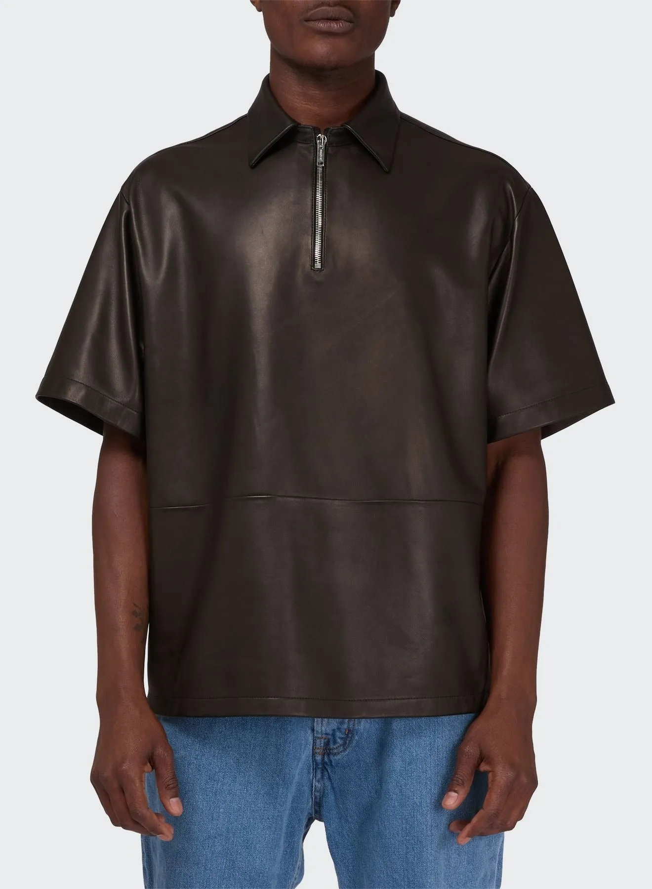 HALF ZIP LEATHER SHIRT sold by Les Hommes product image thumbnail 3
