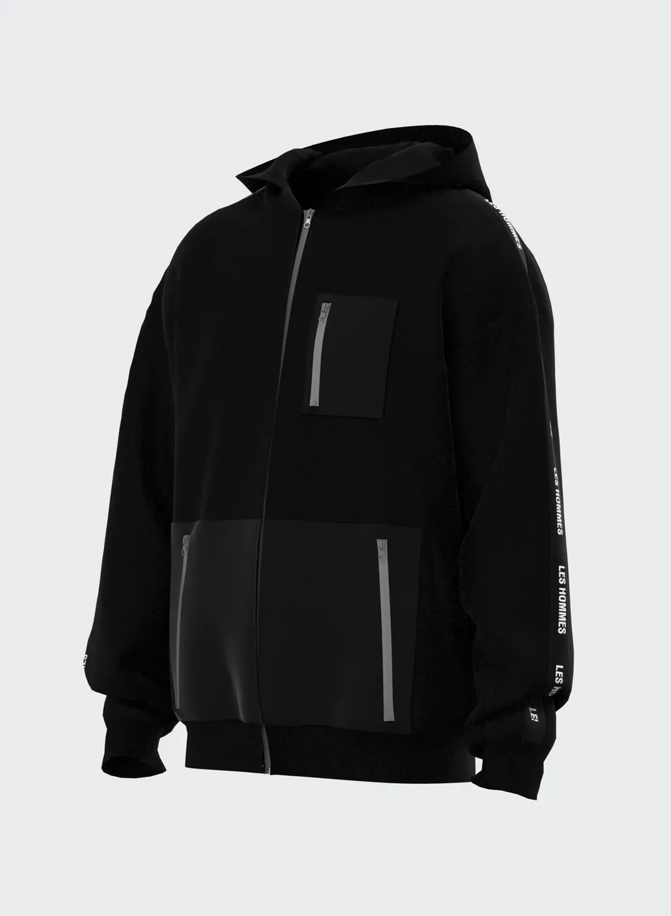 FULL ZIP HOODIE WITH EMBOSSED TAPE sold by Les Hommes product image thumbnail 3