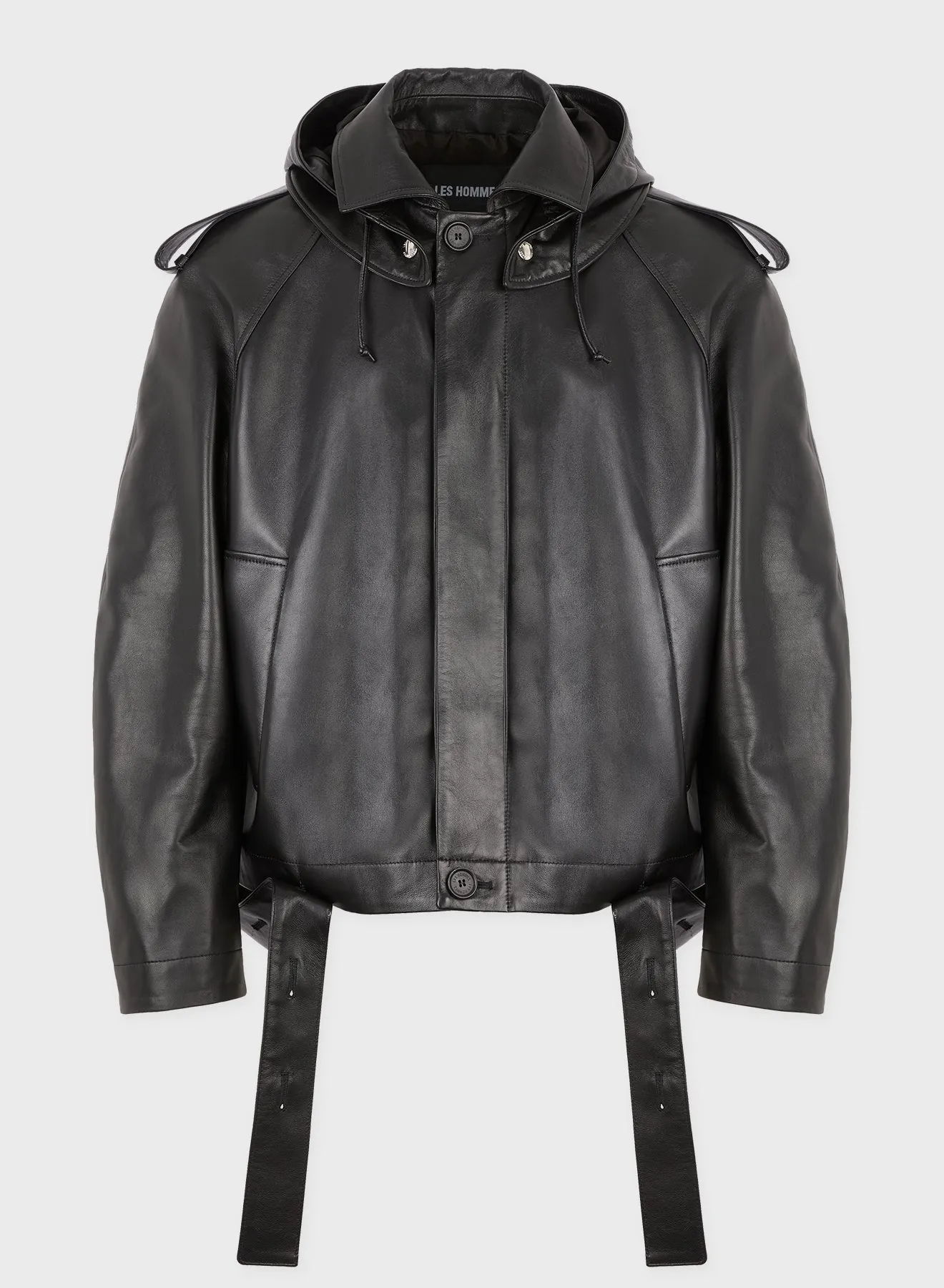 LEATHER CROPPED TRENCH sold by Les Hommes