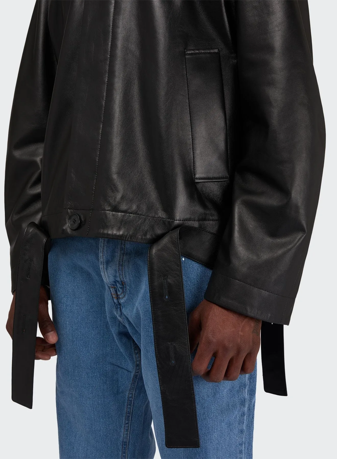 LEATHER CROPPED TRENCH sold by Les Hommes product image thumbnail 5