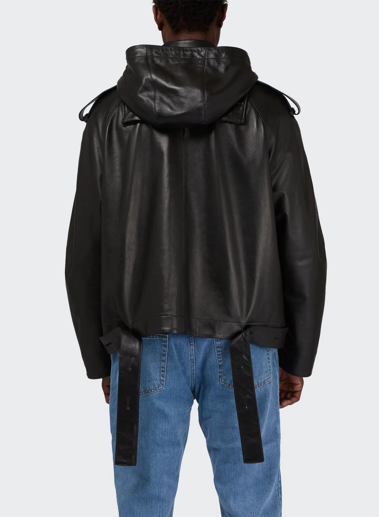 LEATHER CROPPED TRENCH sold by Les Hommes product image thumbnail 4