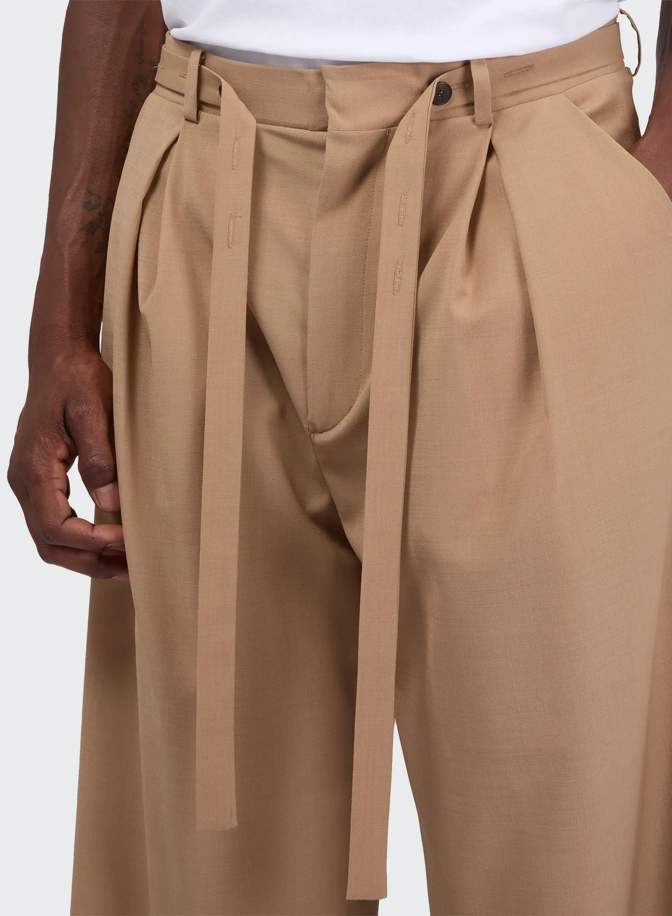 3 BUTTON TROUSER WITH COULISSE DOUBLE LAYERING sold by Les Hommes product image thumbnail 3