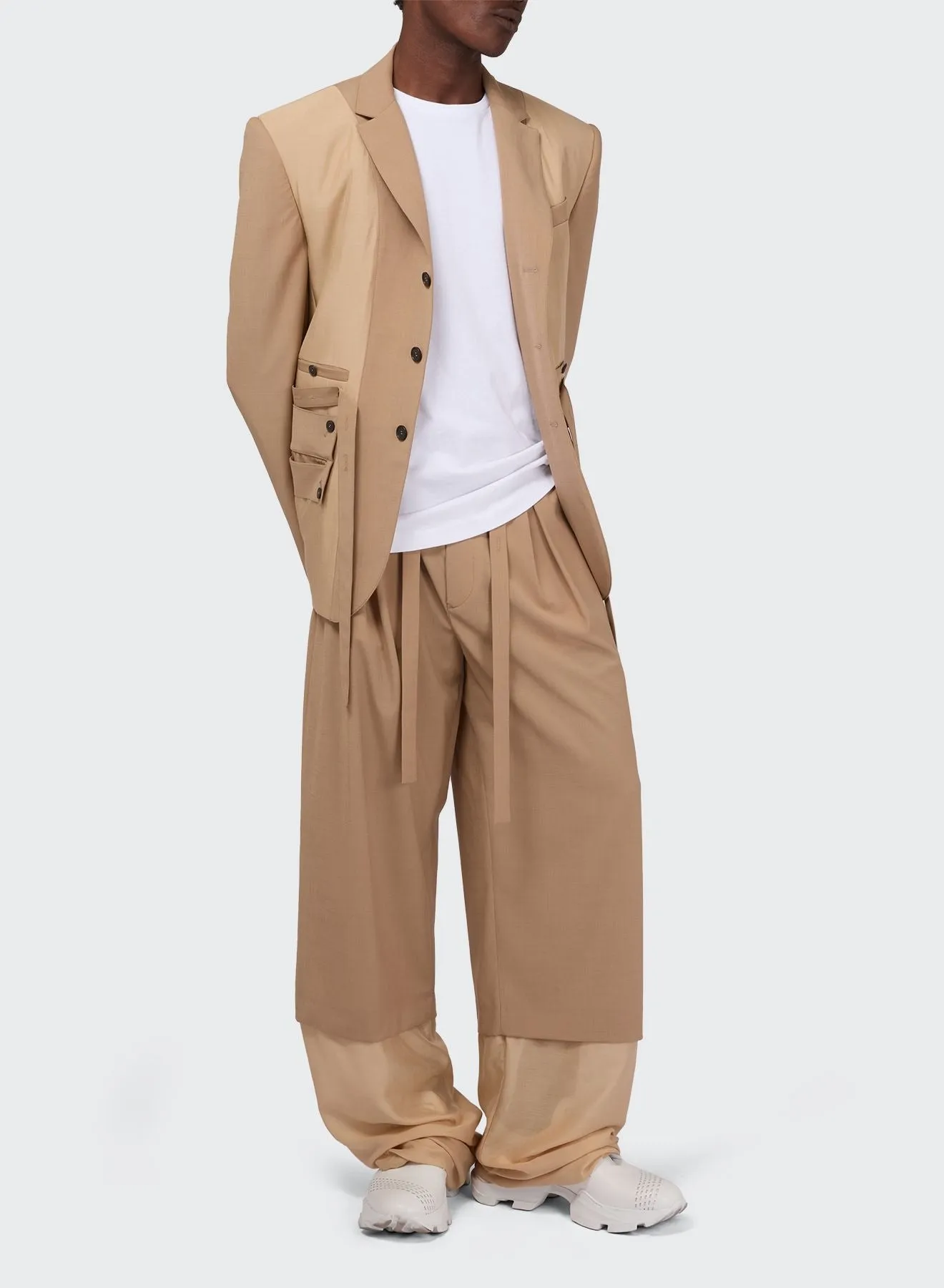 3 BUTTON TROUSER WITH COULISSE DOUBLE LAYERING sold by Les Hommes product image thumbnail 4