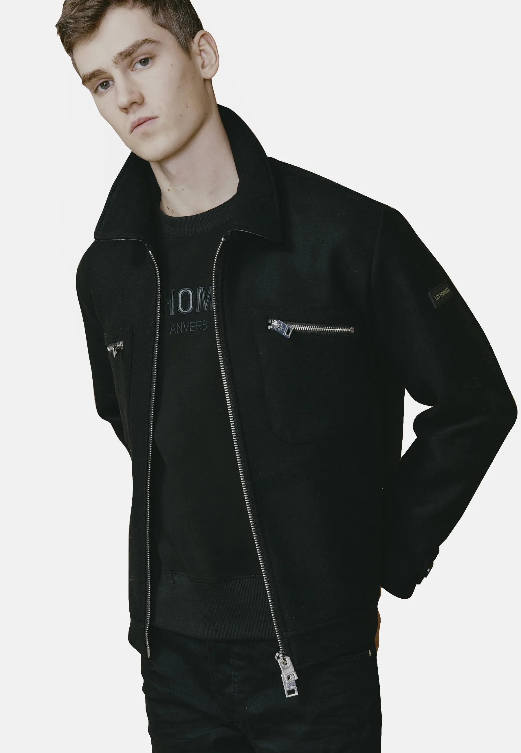 242L02005 WOOL MIXTURE JACKET WITH ZIP sold by Les Hommes