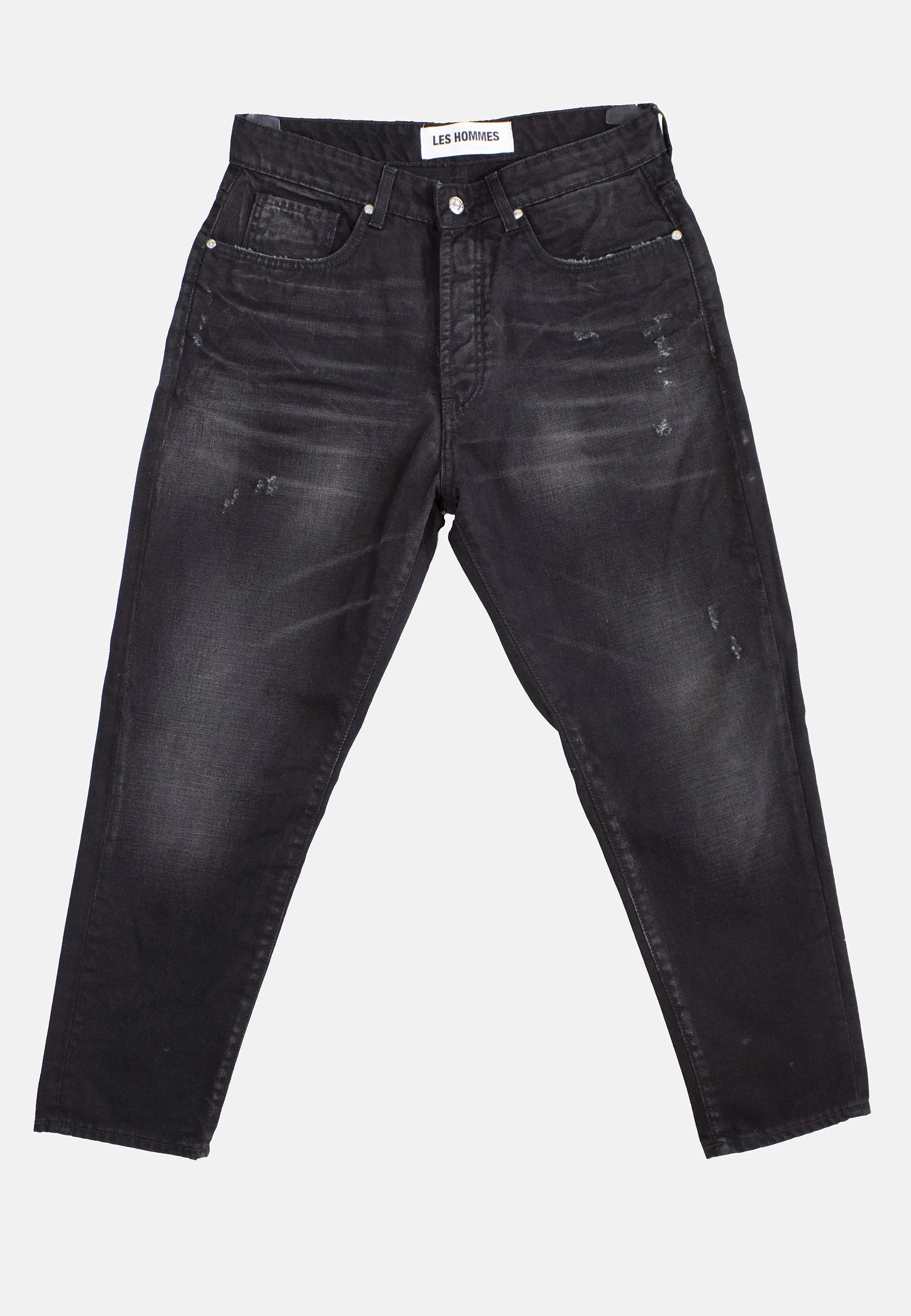 242L01056 BLACK DENIM STREATCH JEANS TEARS WASH 1 sold by Les Hommes product image thumbnail 2