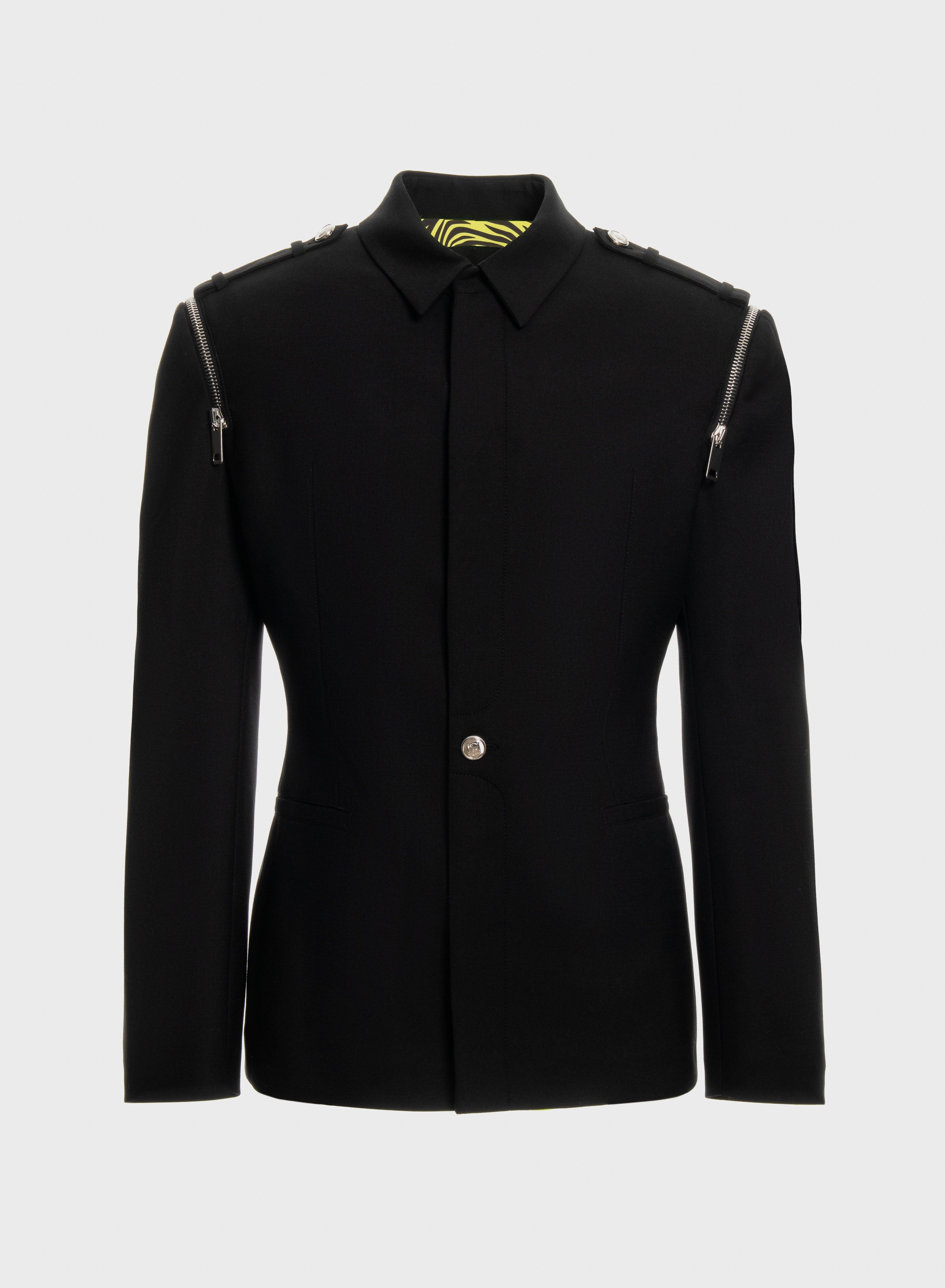 Blazer shirt collar and zips on shoulders sold by Les Hommes