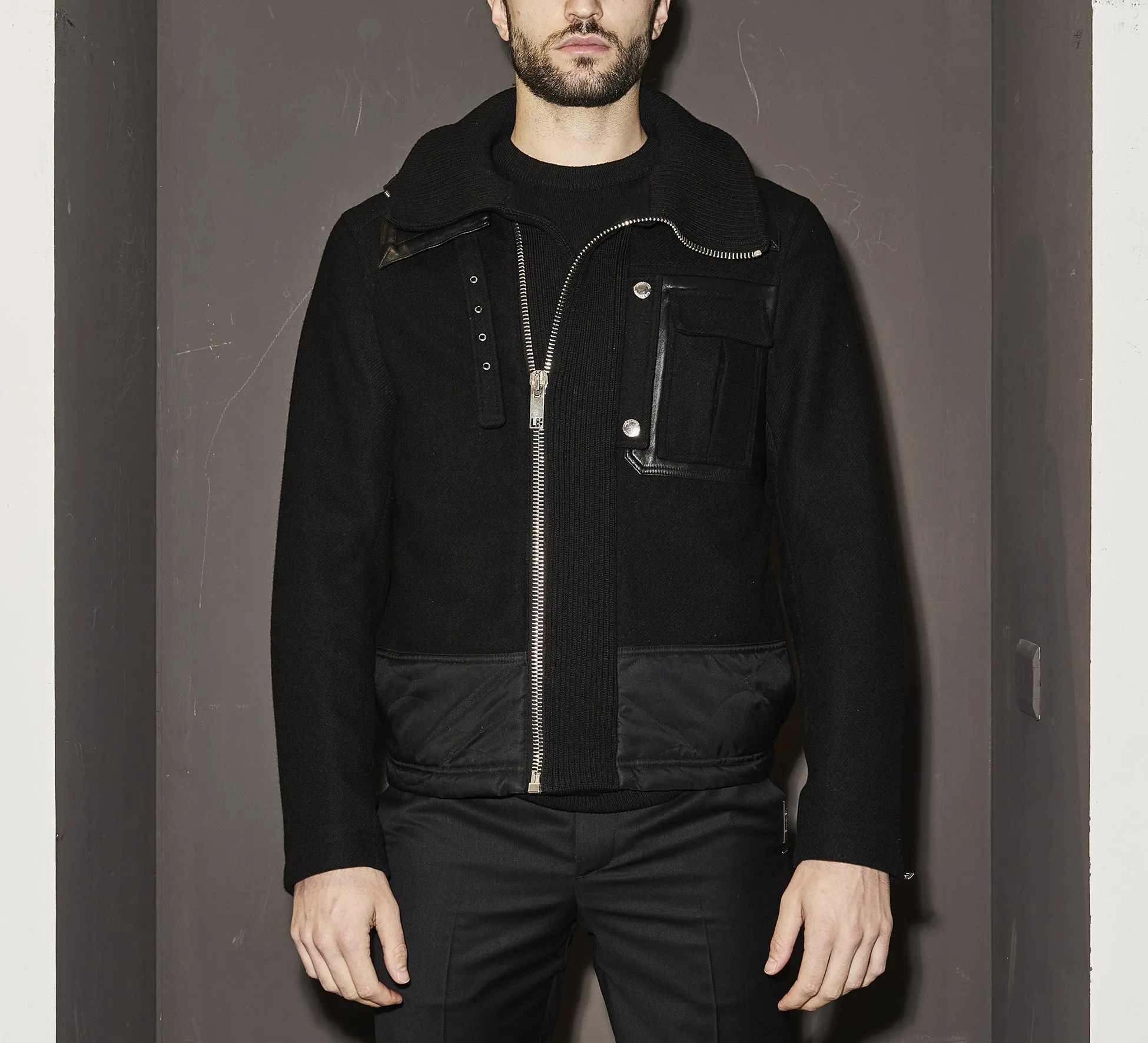 LHB2524006 Knit Wool leather Jacket sold by Les Hommes