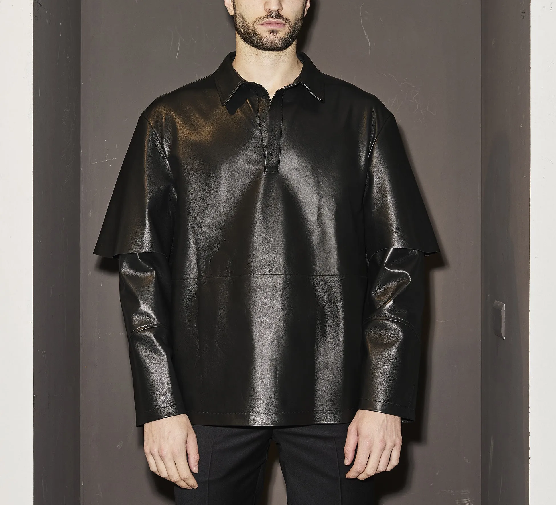 LHB2524004 Leather t-shirt sold by Les Hommes