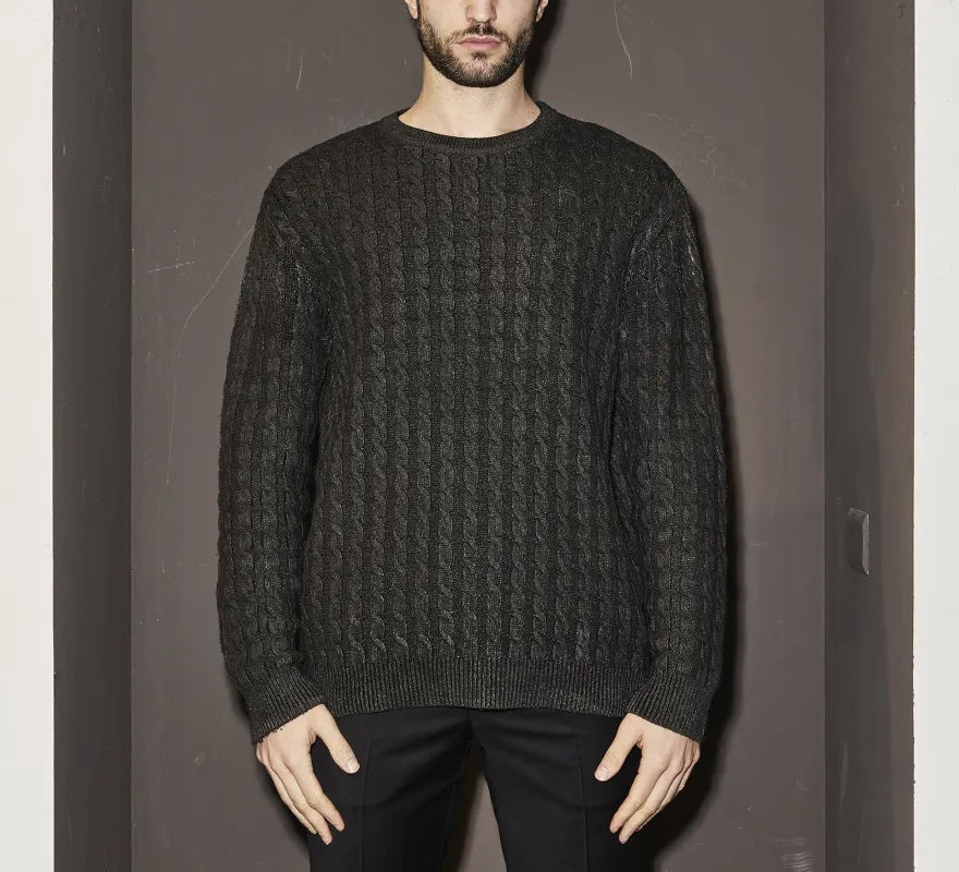 LHB2523003  Roundneck Rubber Sweater sold by Les Hommes