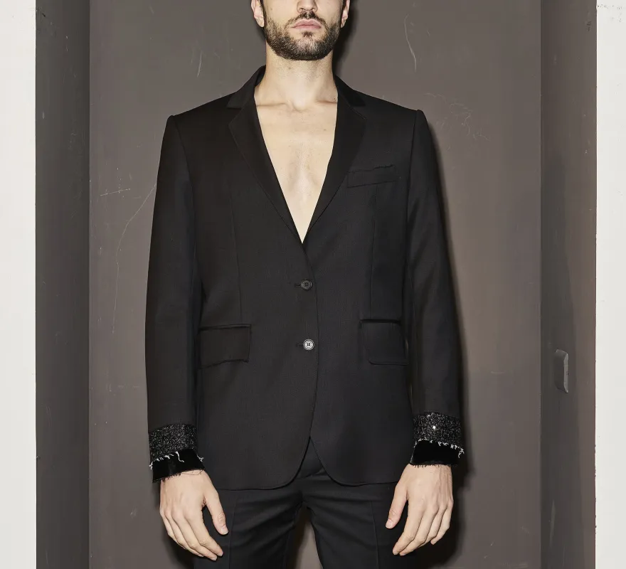 LHB2521304  Row Cut Paillettes cuff Blazer sold by Les Hommes