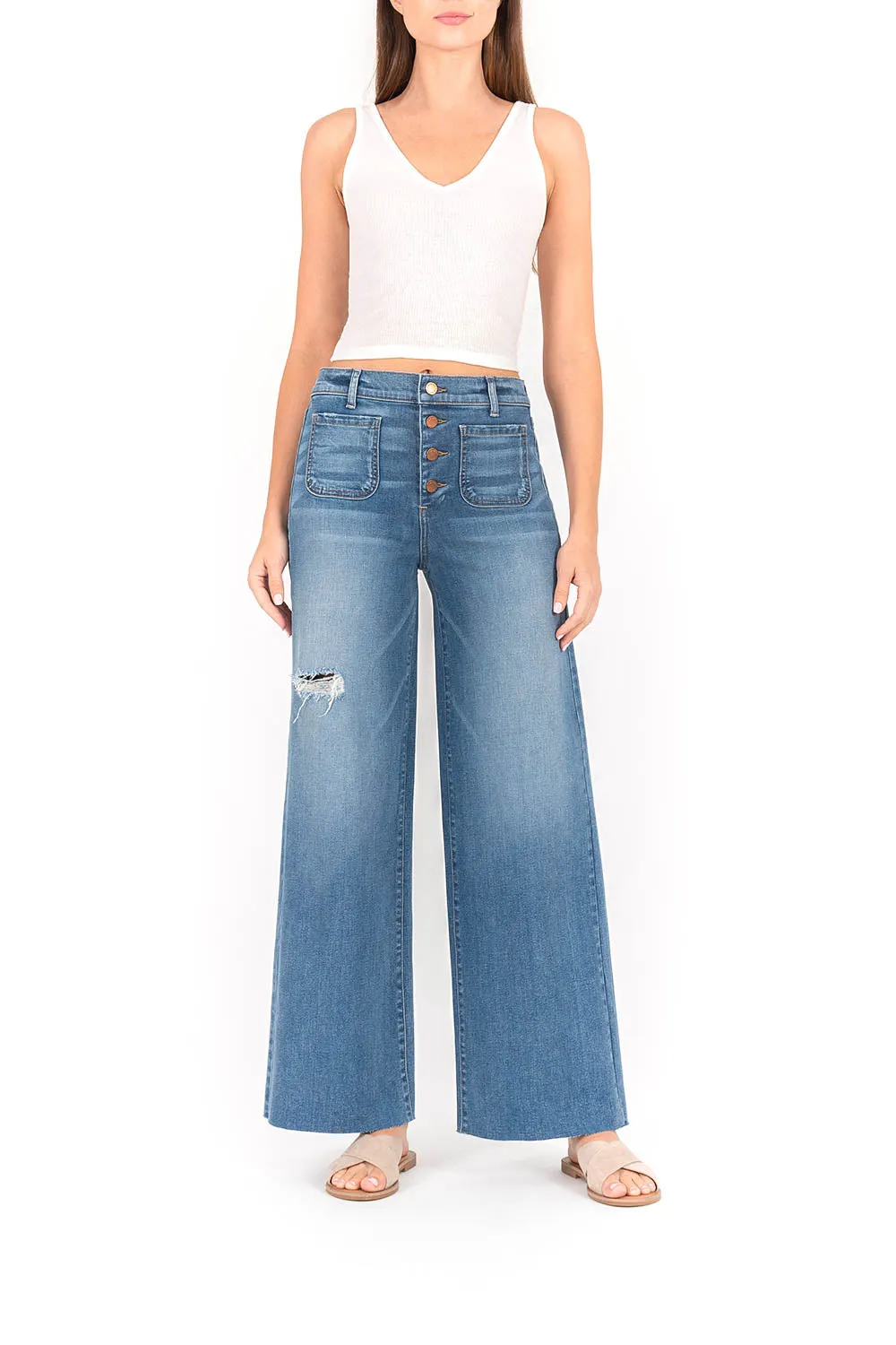 Hudson Button Fly Wide Leg sold by Level 99