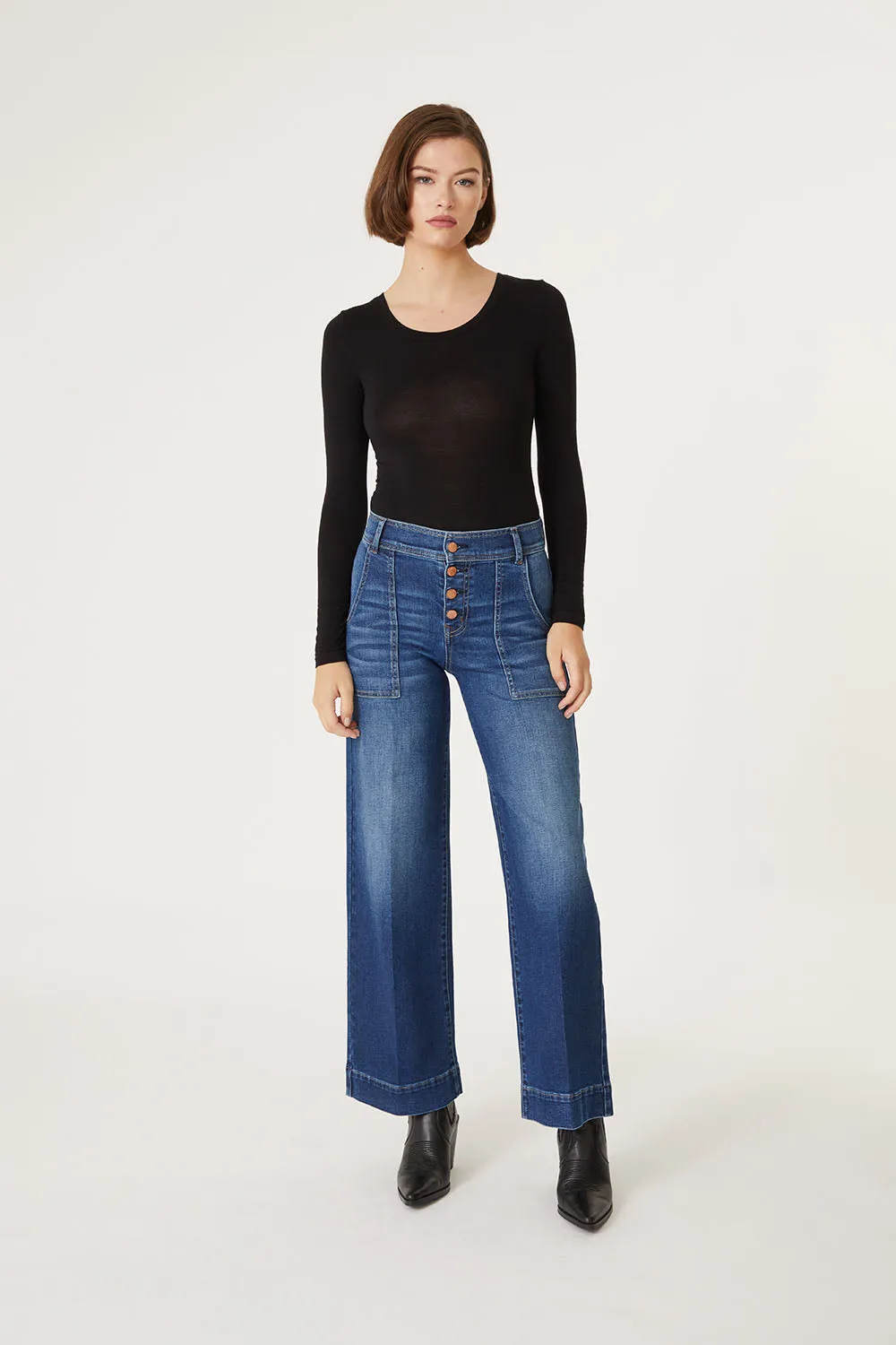 Camille Exposed Button Wide Leg sold by Level 99 product image thumbnail 3