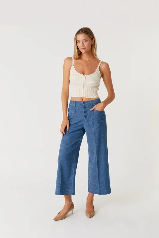 Denim by Nature™ Sophia Exposed Button Wide Leg sold by Level 99