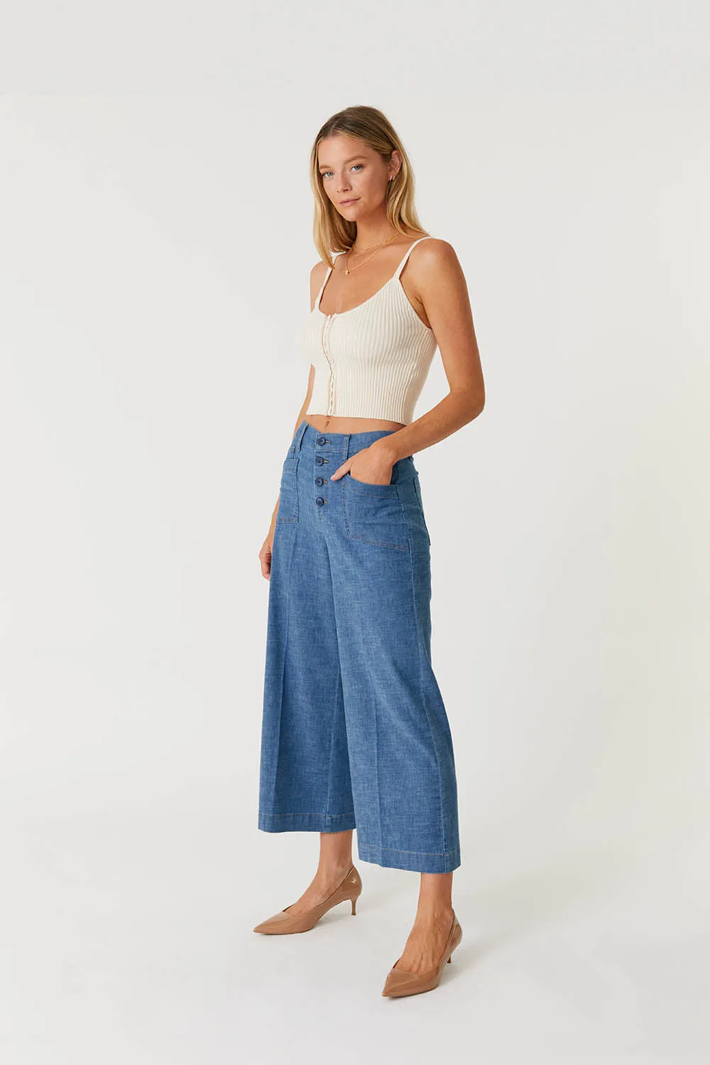 Denim by Nature™ Sophia Exposed Button Wide Leg sold by Level 99 product image thumbnail 5