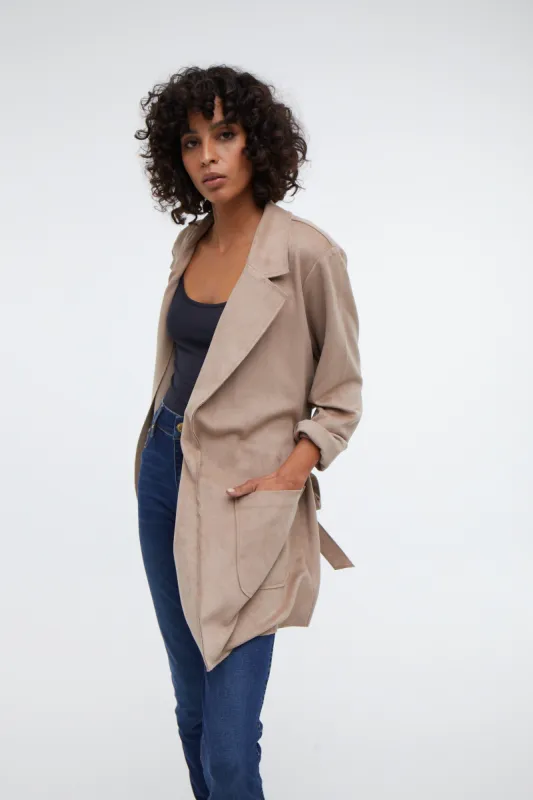 Lauren Belted Vegan Suede Jacket sold by Level 99