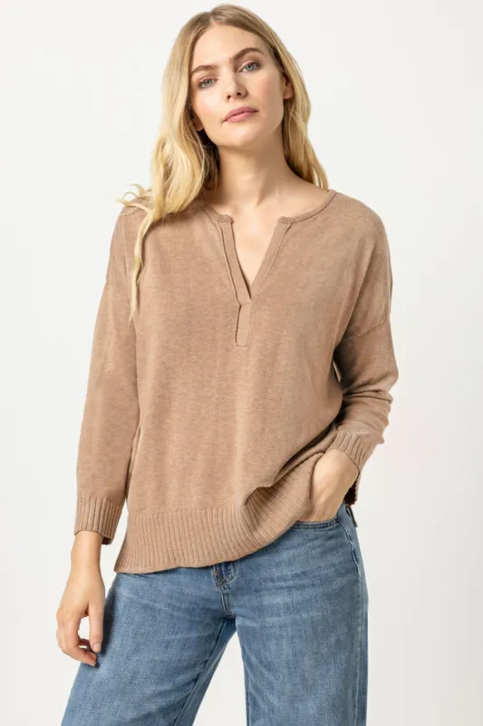 Split Neck Pullover Sweater sold by Lilla P