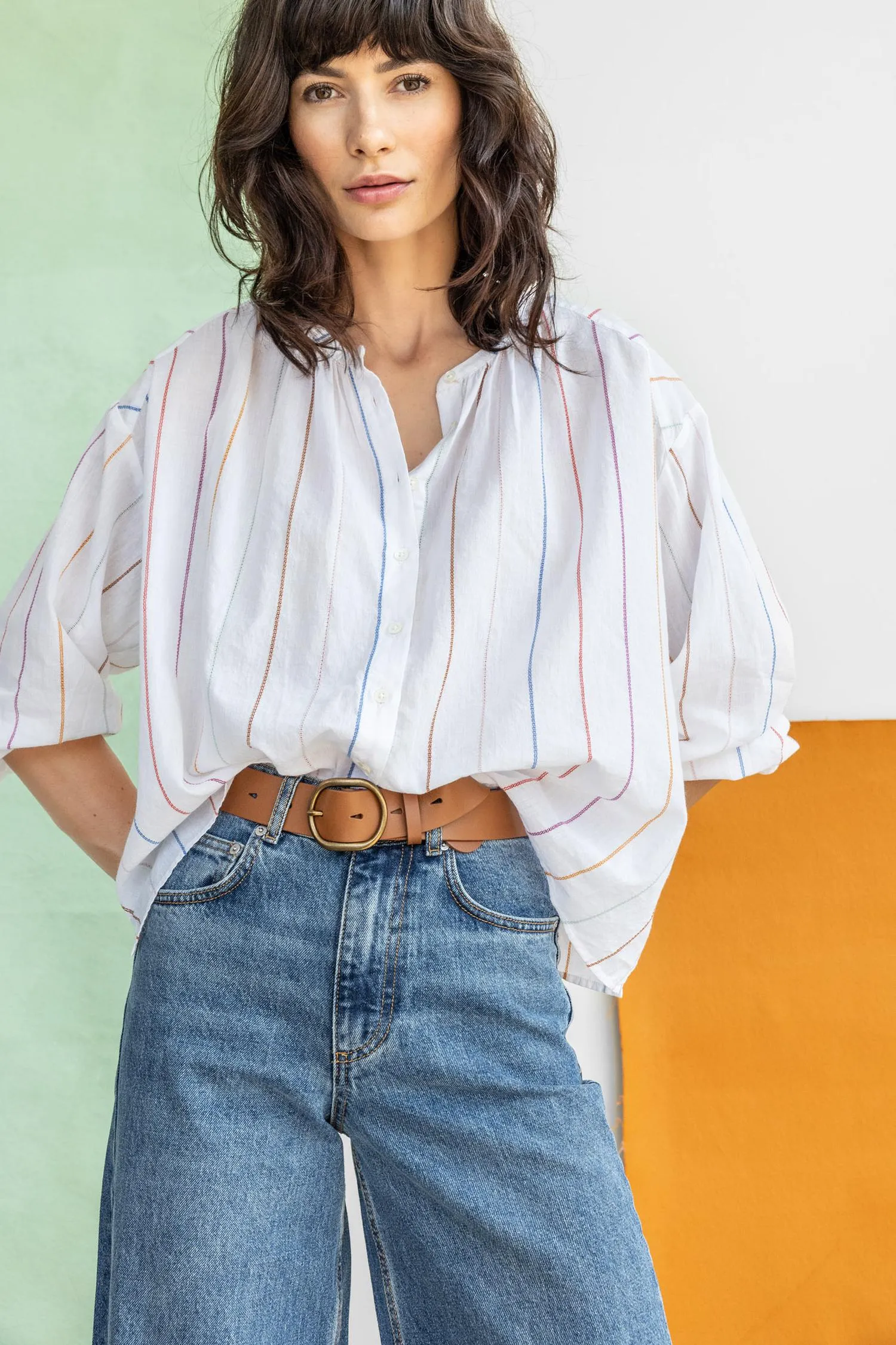 Bracelet Sleeve Shirred Blouse sold by Lilla P