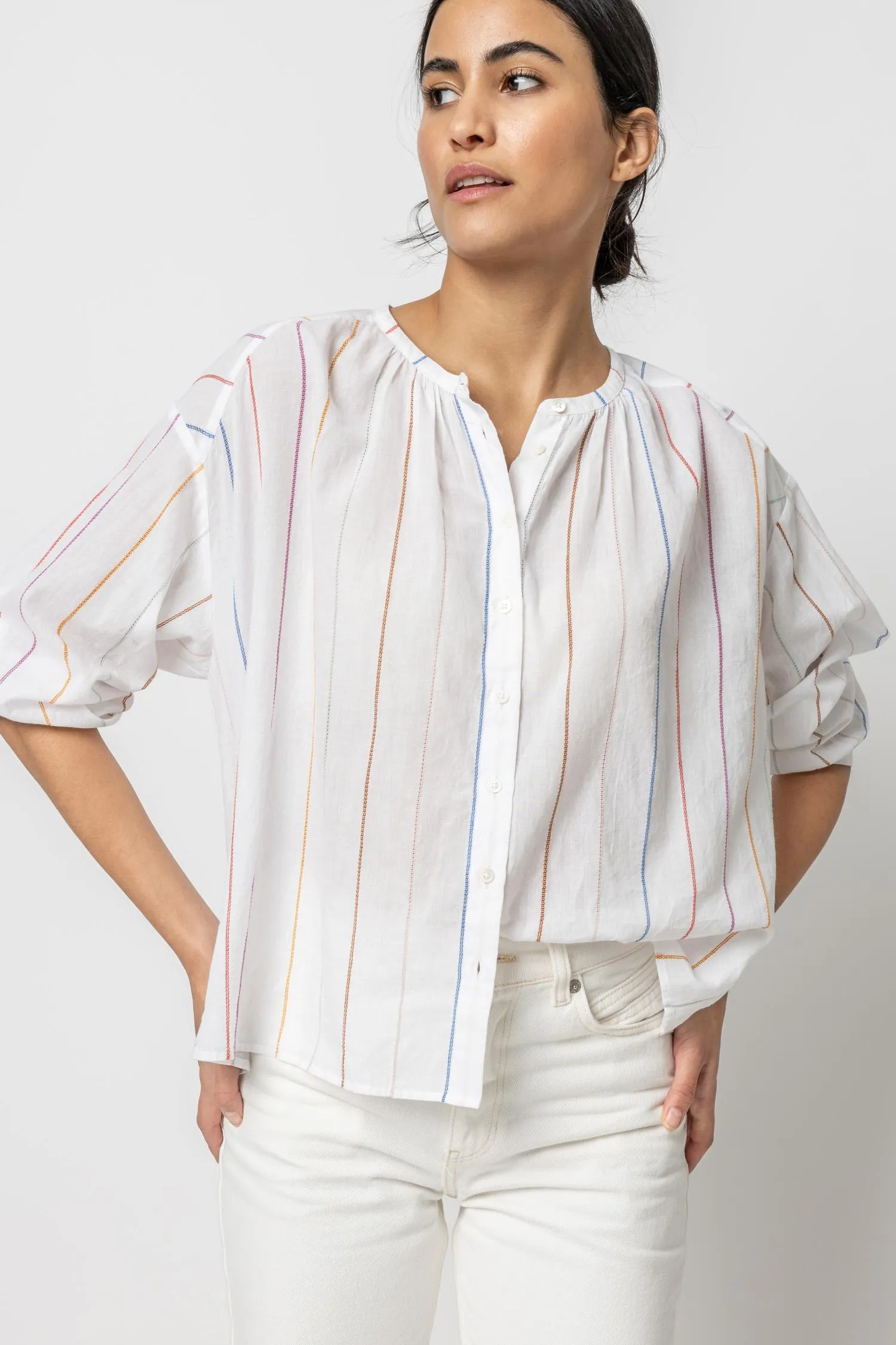 Bracelet Sleeve Shirred Blouse sold by Lilla P product image thumbnail 4