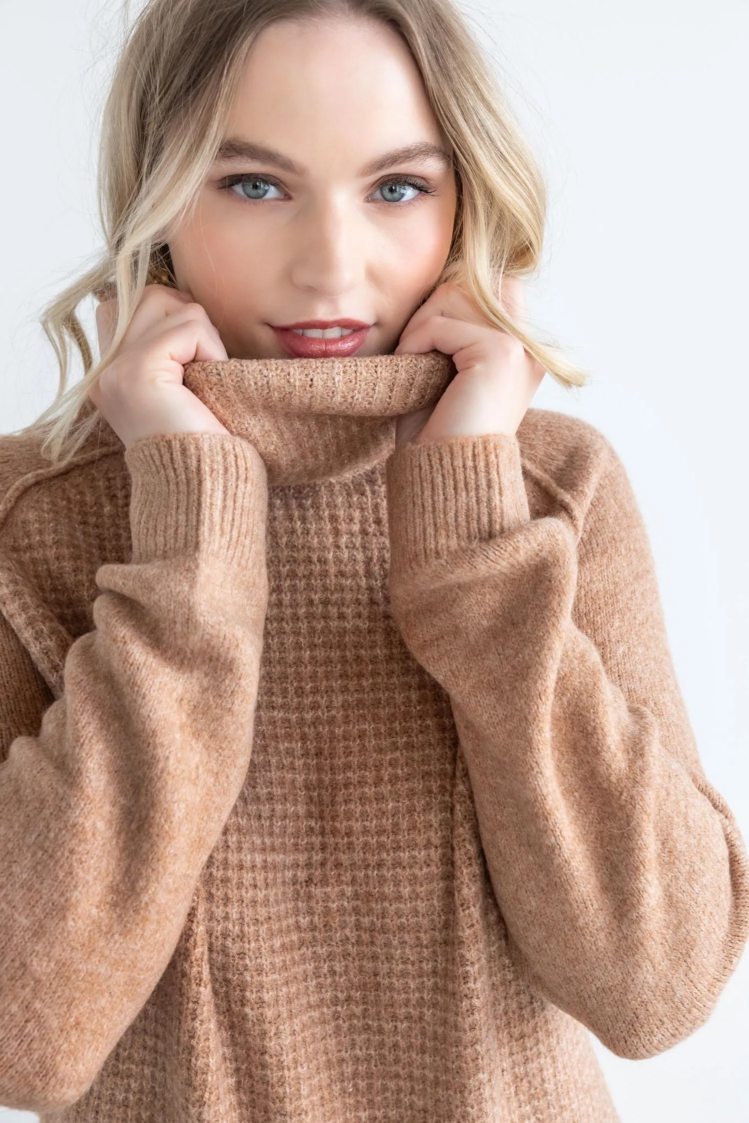 Waffle Stitch Turtleneck Sweater sold by Lilla P product image thumbnail 4