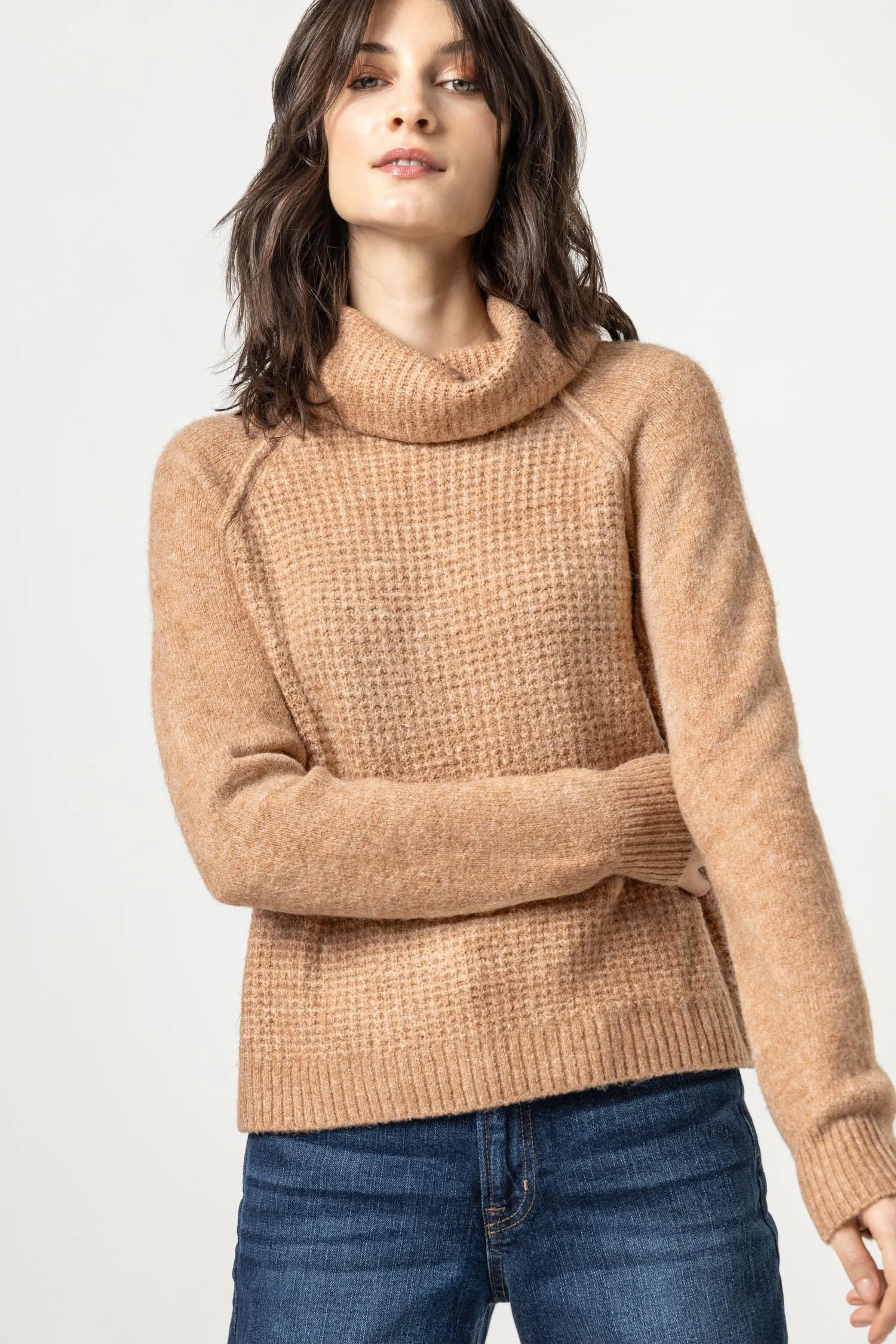 Waffle Stitch Turtleneck Sweater sold by Lilla P