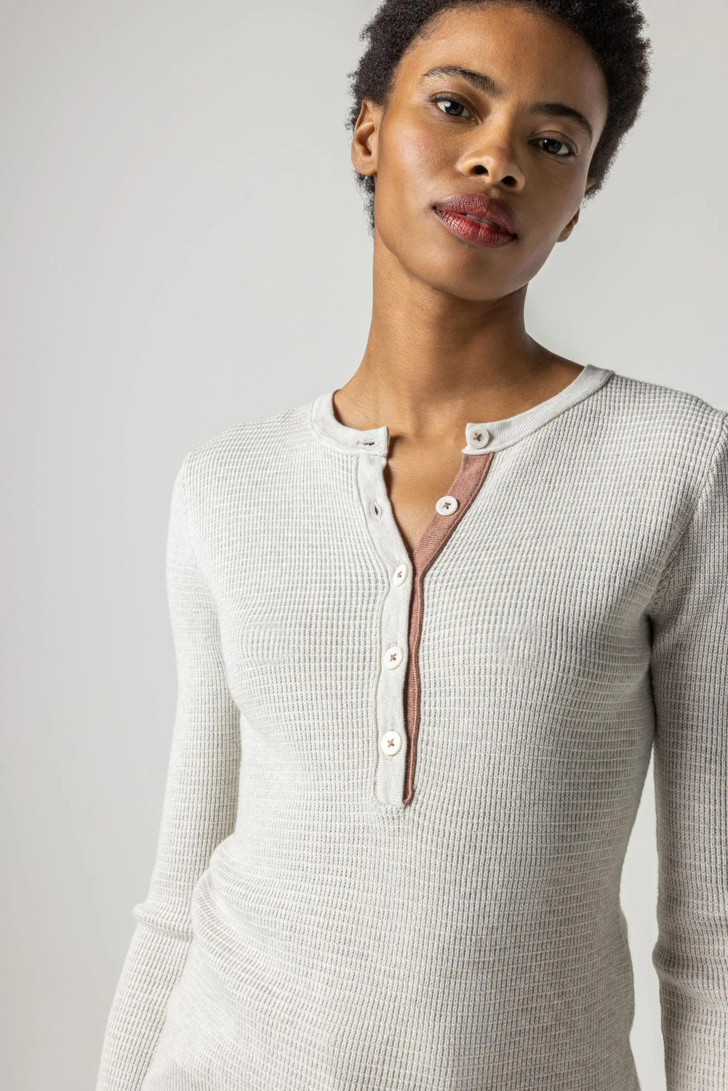 Waffle Henley Sweater sold by Lilla P product image thumbnail 2