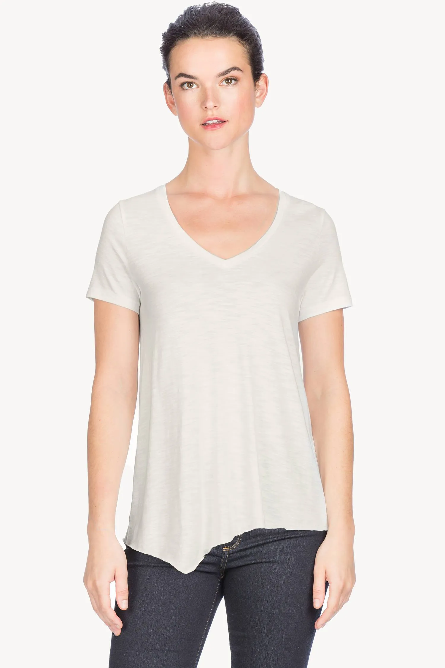 Short Sleeve V-Neck Asymmetrical Tee sold by Lilla P product image thumbnail 4