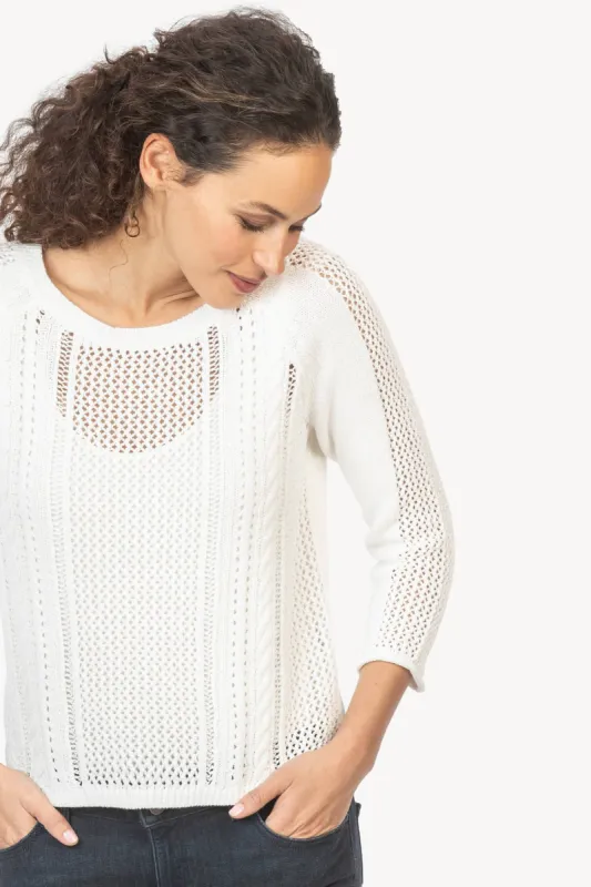 3/4 Sleeve Open Stitch Sweater sold by Lilla P