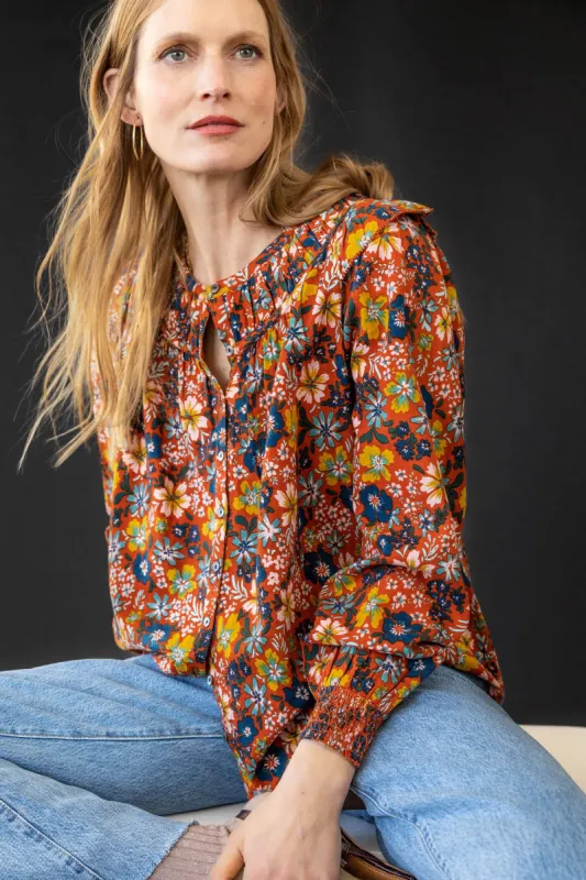 Floral Smocked Cuff Top sold by Lilla P