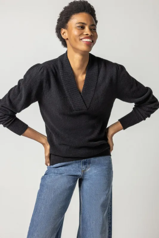 Long Sleeve Crossed V-Neck Sweater made by Lilla P