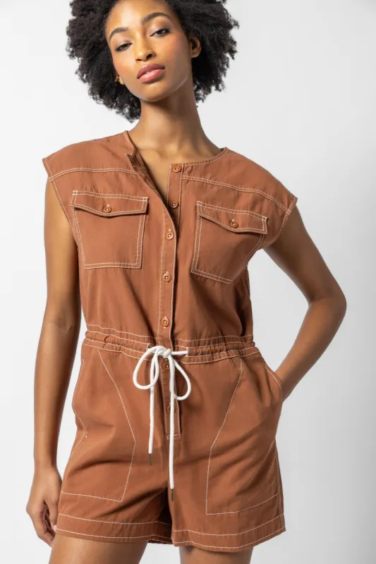Short Sleeve Canvas Romper sold by Lilla P