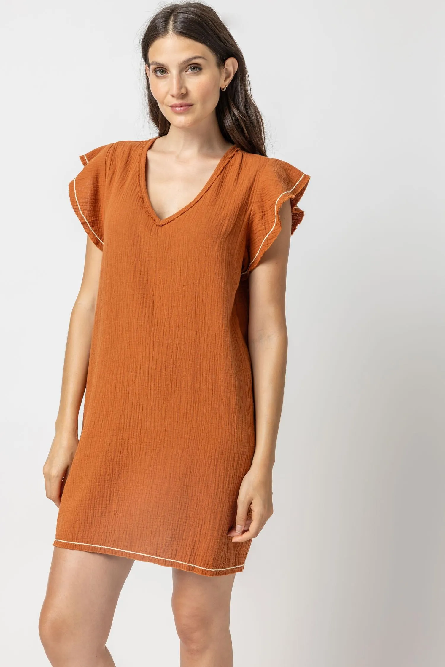 Flutter Sleeve Gauze Dress sold by Lilla P product image thumbnail 4