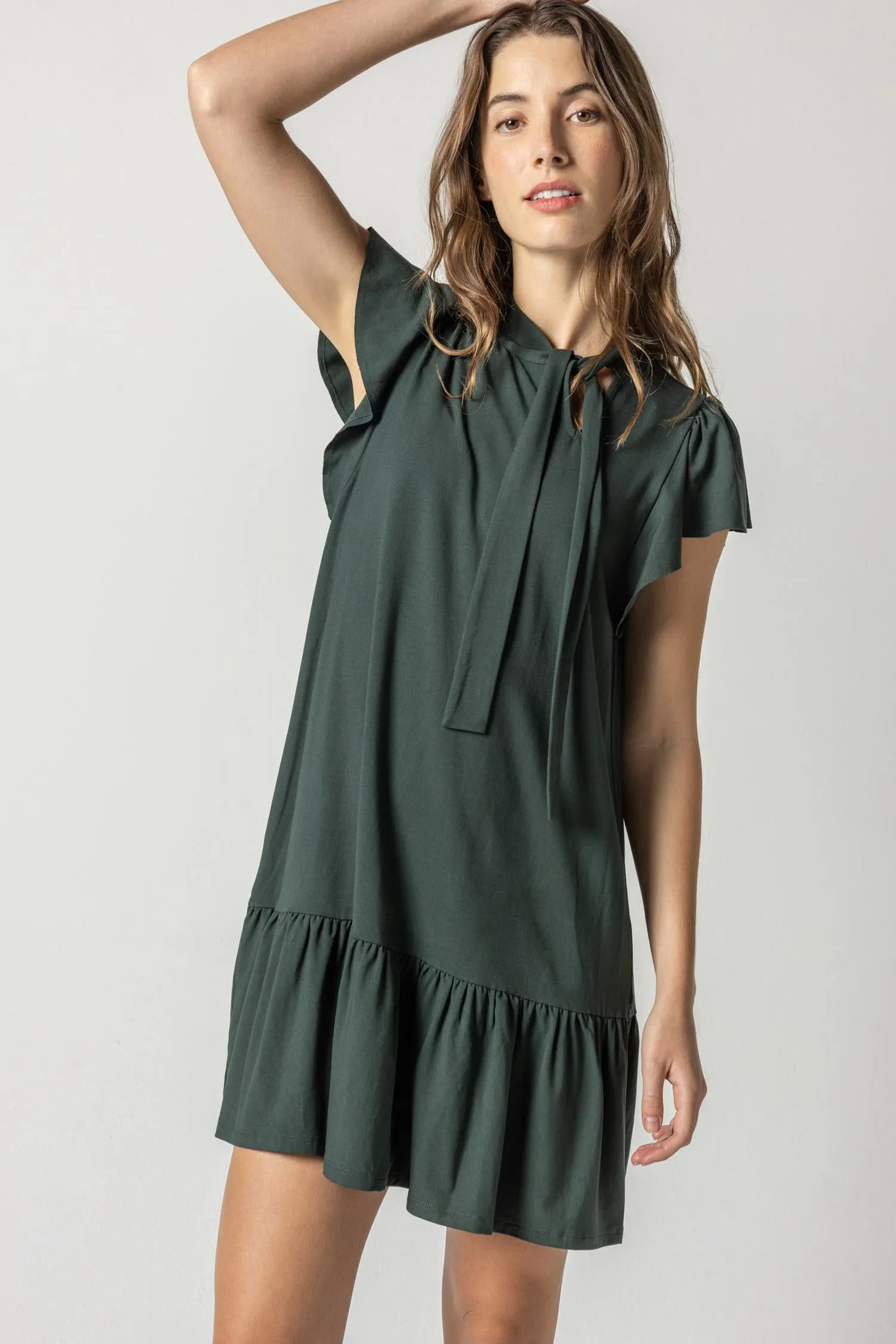 Tie Neck Peplum Dress sold by Lilla P product image thumbnail 4