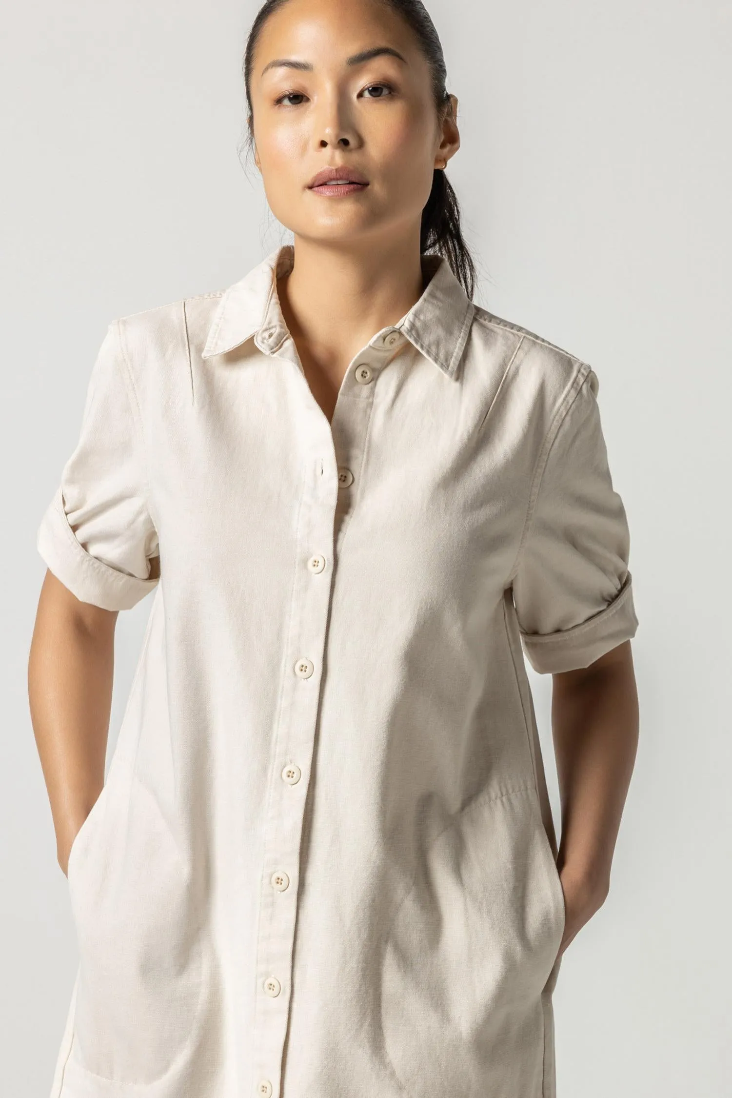Cuff Sleeve Shirt Dress sold by Lilla P product image thumbnail 2
