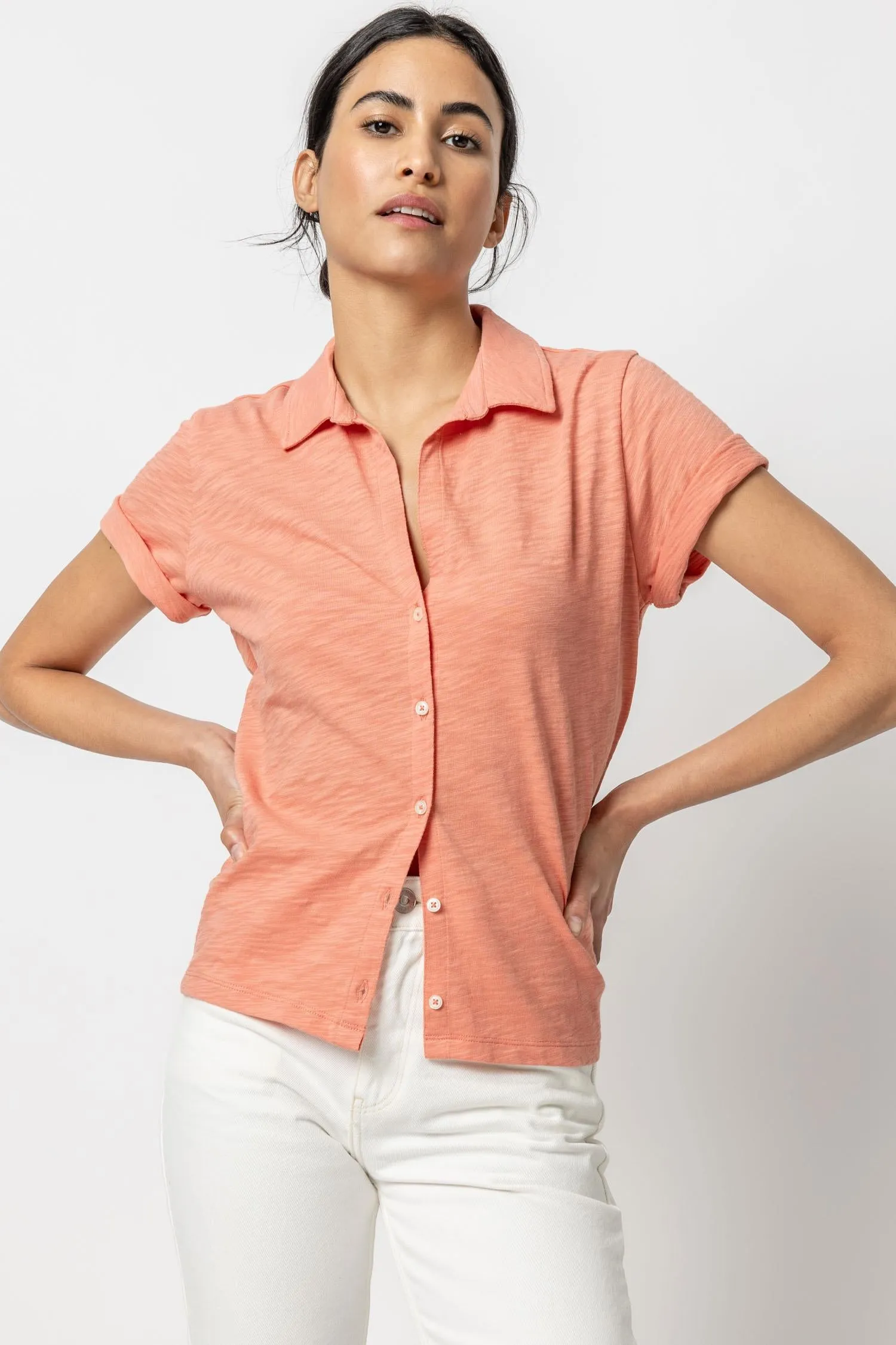 Short Sleeve Button Down Tee sold by Lilla P product image thumbnail 2