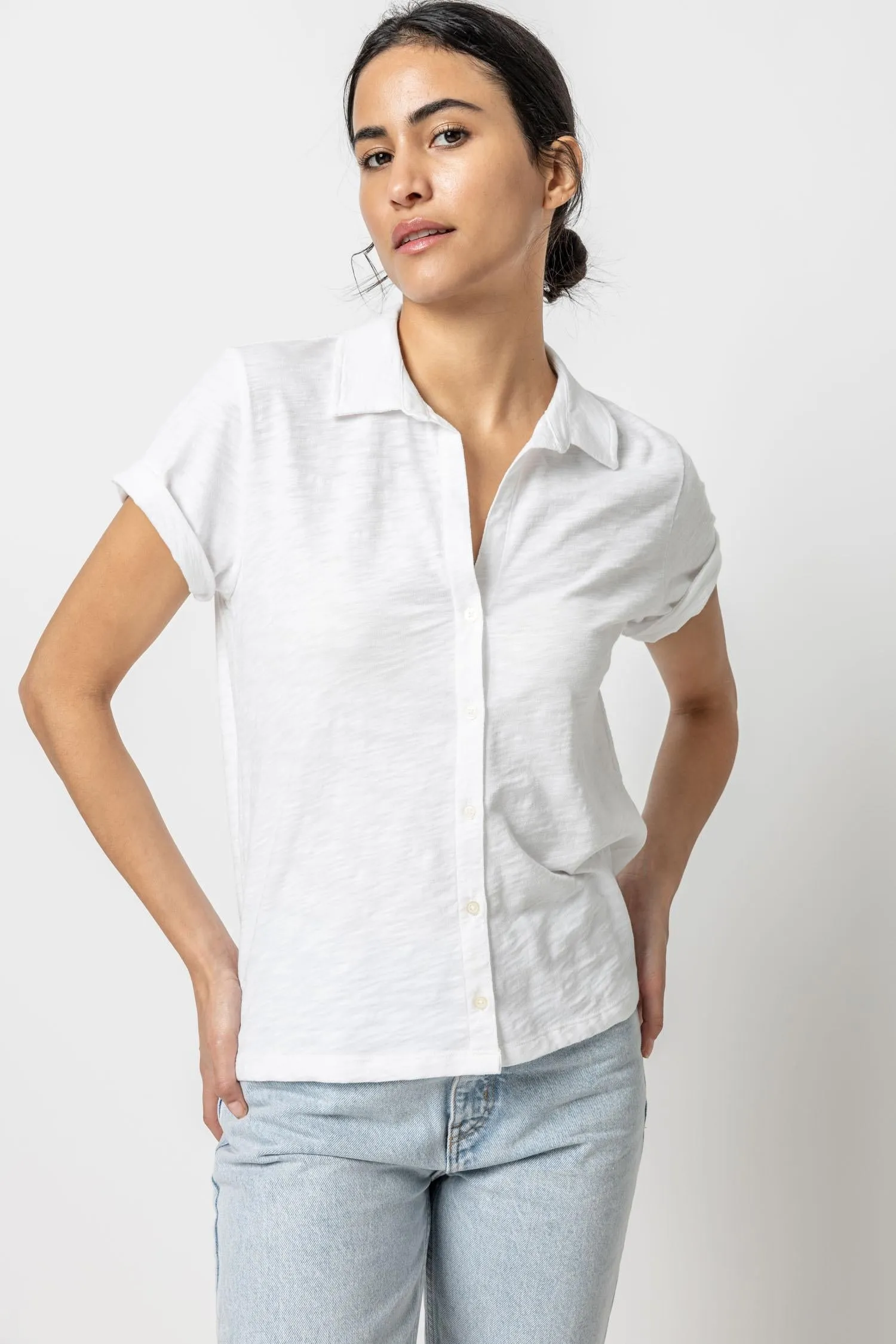 Short Sleeve Button Down Tee sold by Lilla P product image thumbnail 5