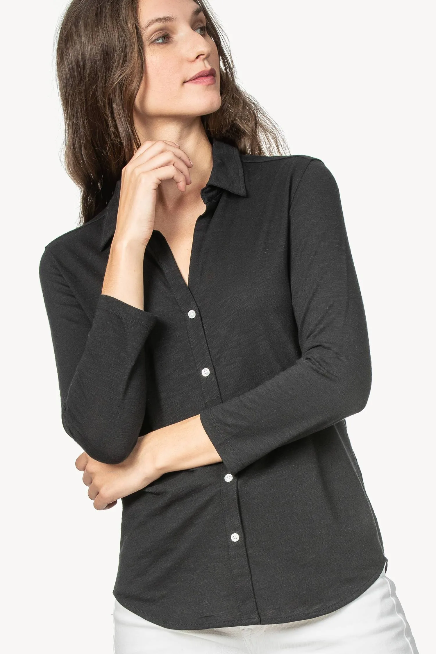 3/4 Sleeve Button Down sold by Lilla P product image thumbnail 5