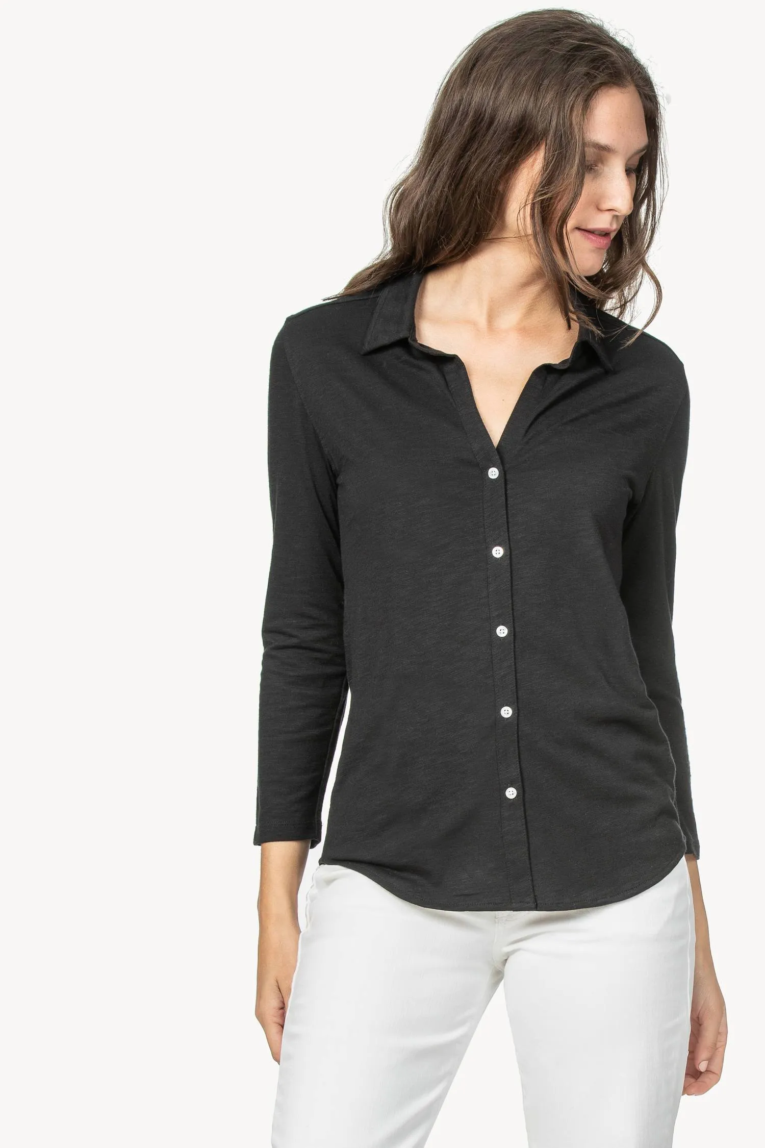 3/4 Sleeve Button Down sold by Lilla P product image thumbnail 3