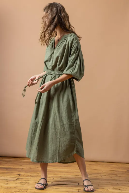 Split Neck Belted Maxi Dress sold by Lilla P