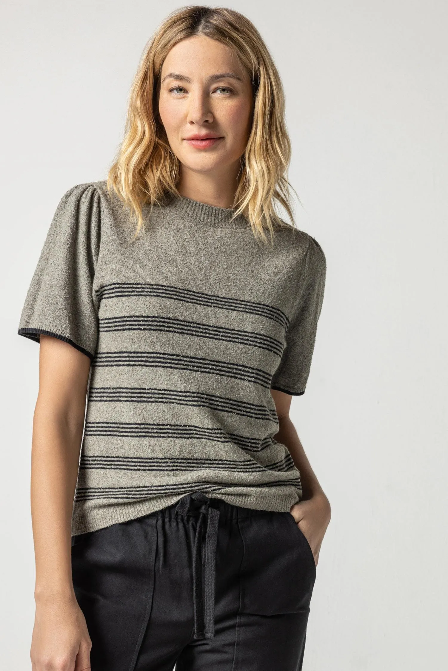 Striped Flutter Sleeve Sweater sold by Lilla P product image thumbnail 3